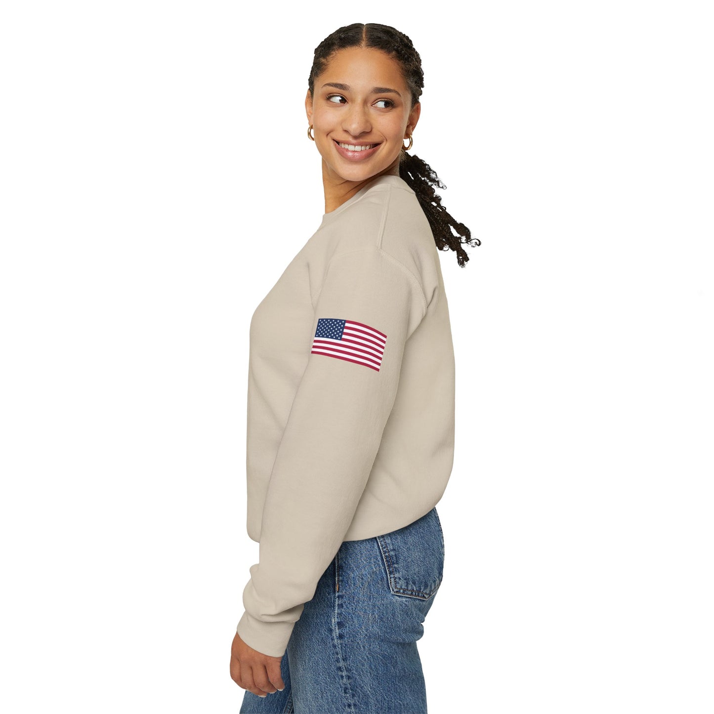 Princess Grace  Patriotic Unisex Crewneck Sweatshirt with American Flags