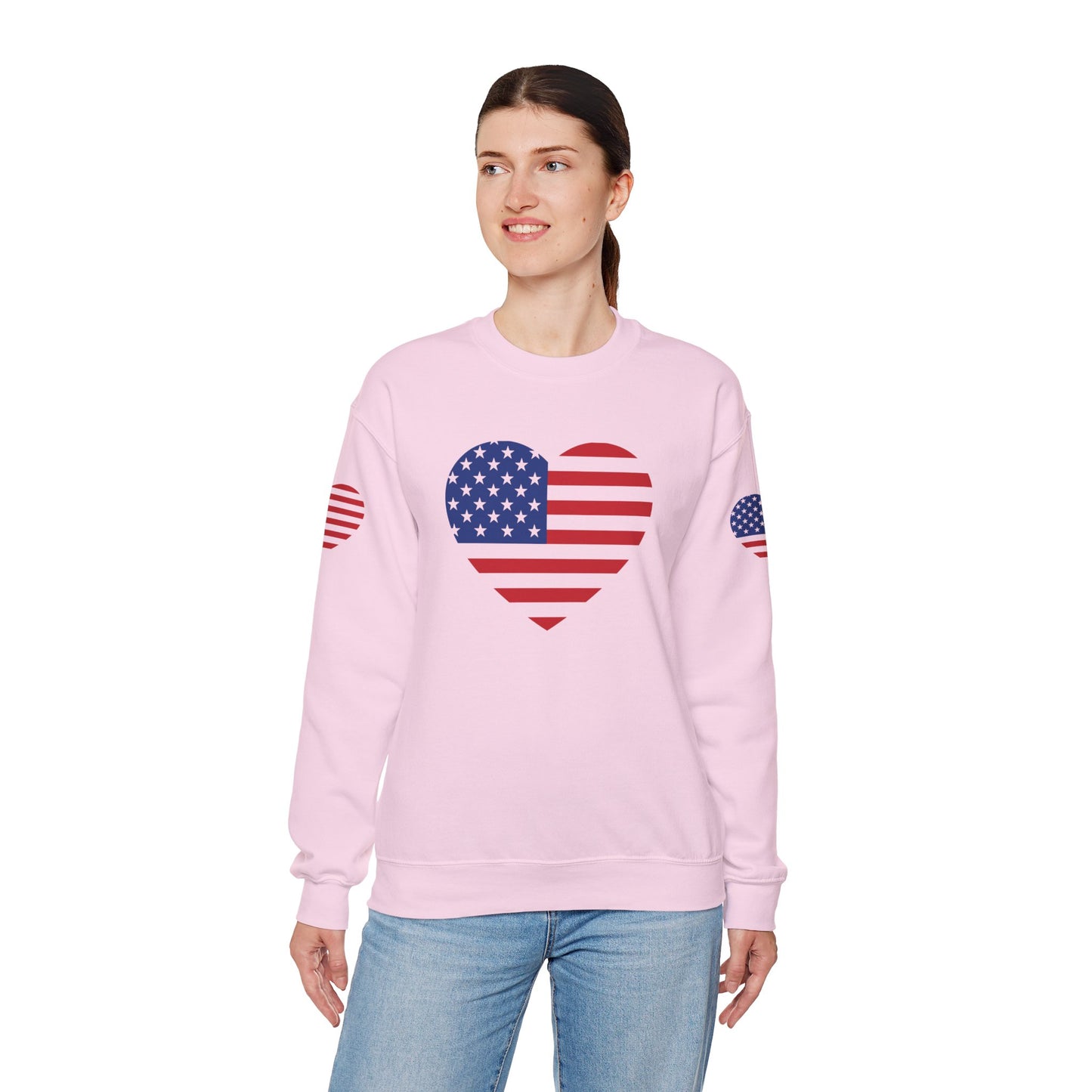 Princess Grace USA Heart Unisex Crewneck Sweatshirt Cozy American Pride