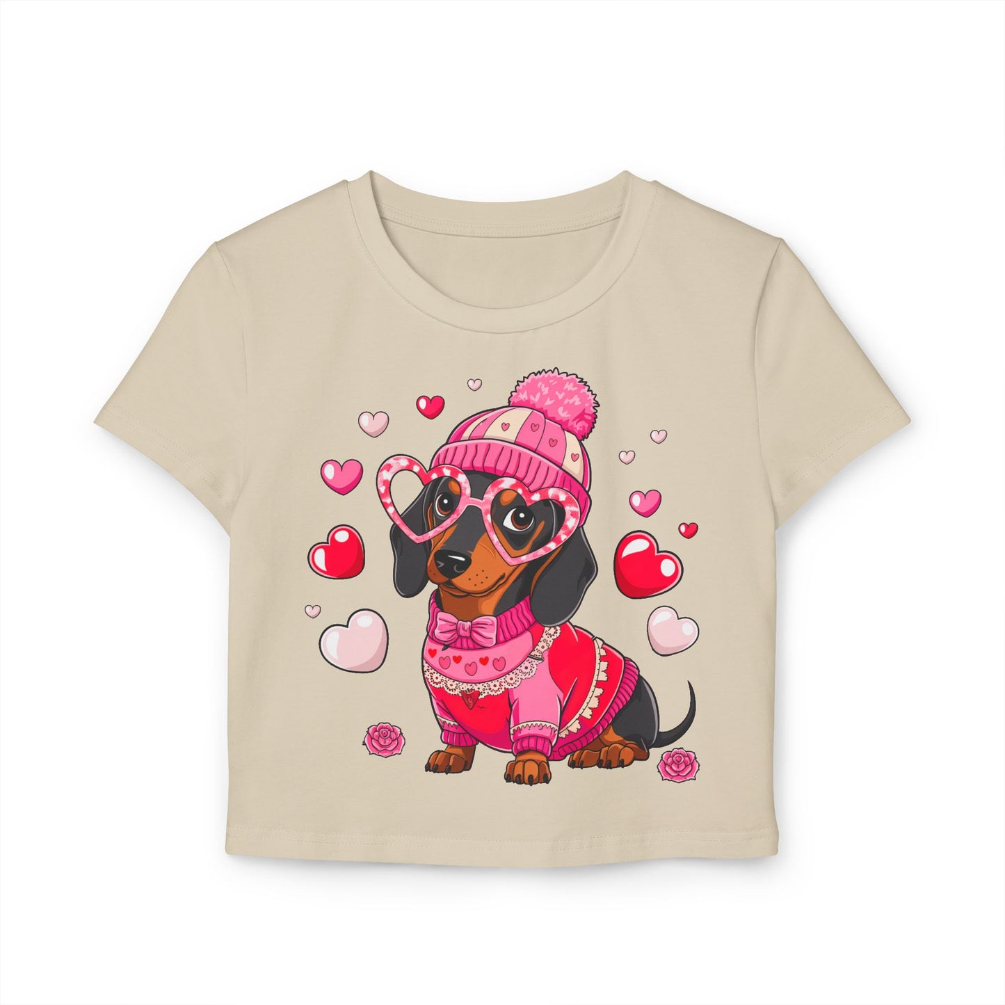 Princess Grace  Cute Dachshund Love Graphic Baby Tee for Women