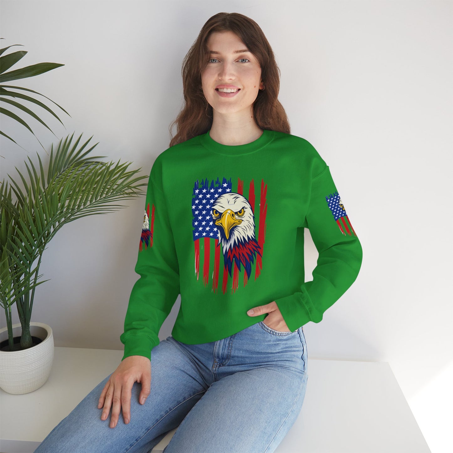 Princess Grace Patriotic Eagle Crewneck Sweatshirt Unisex Heavy Blend