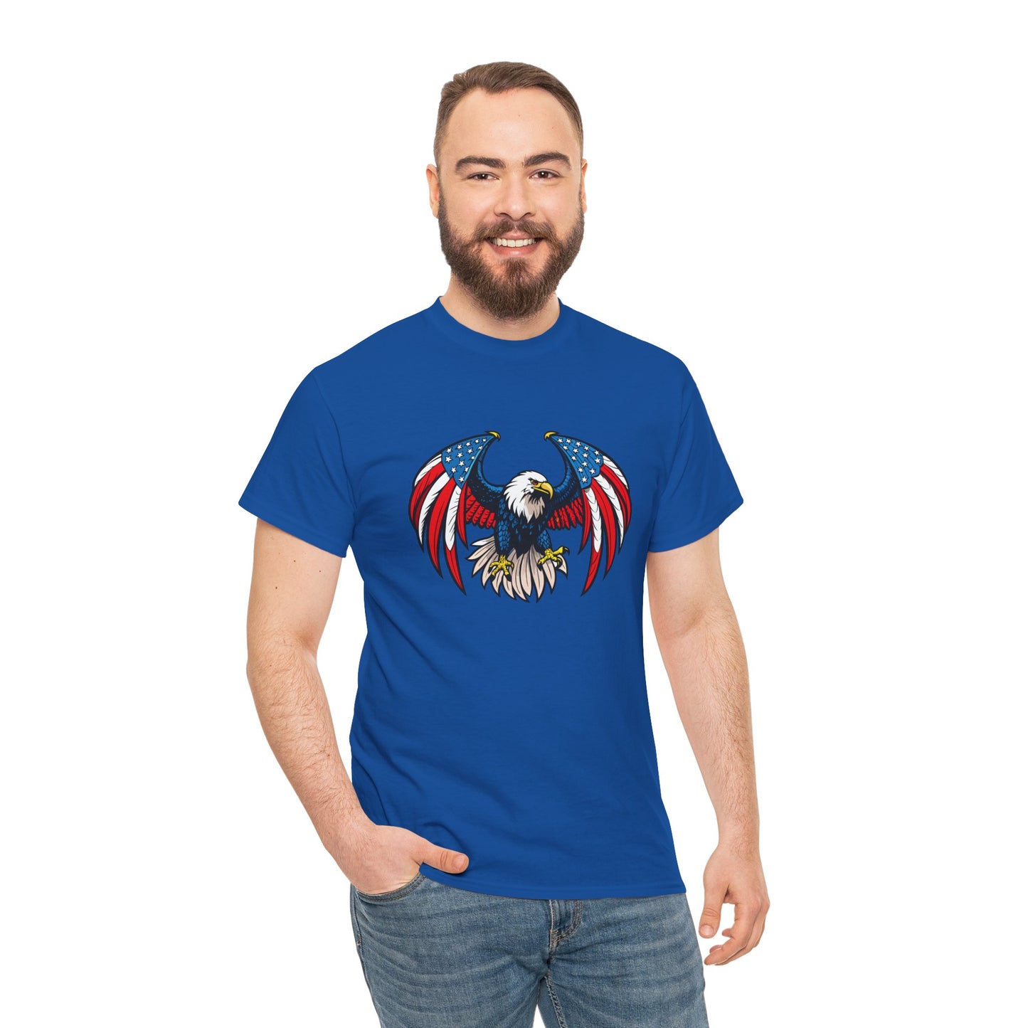 Princess Grace  Patriotic Eagle Unisex Heavy Cotton Tee 4th of July Graphic T-Shirt