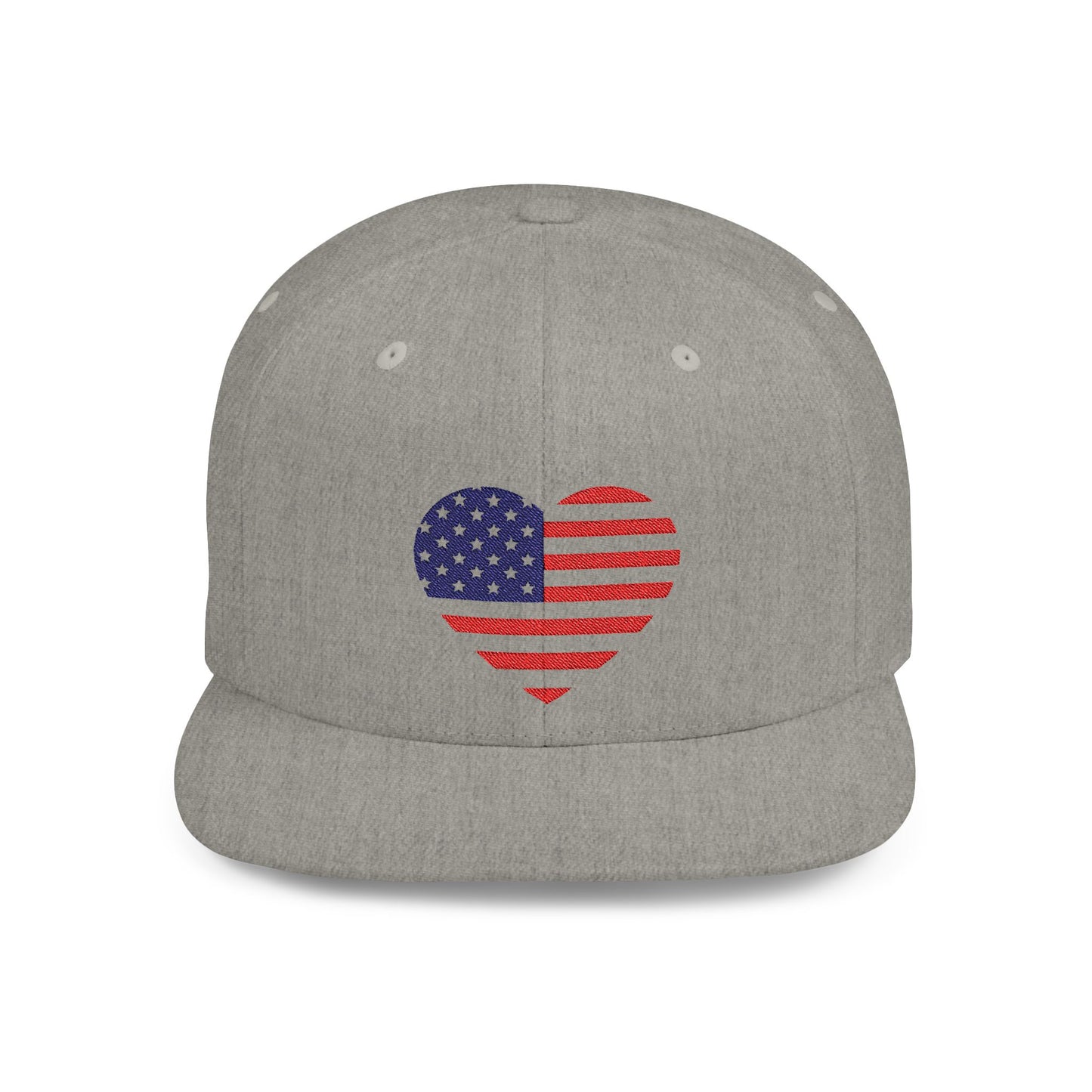 Princess Grace Patriotic Heart Flat Bill Snapback Cap