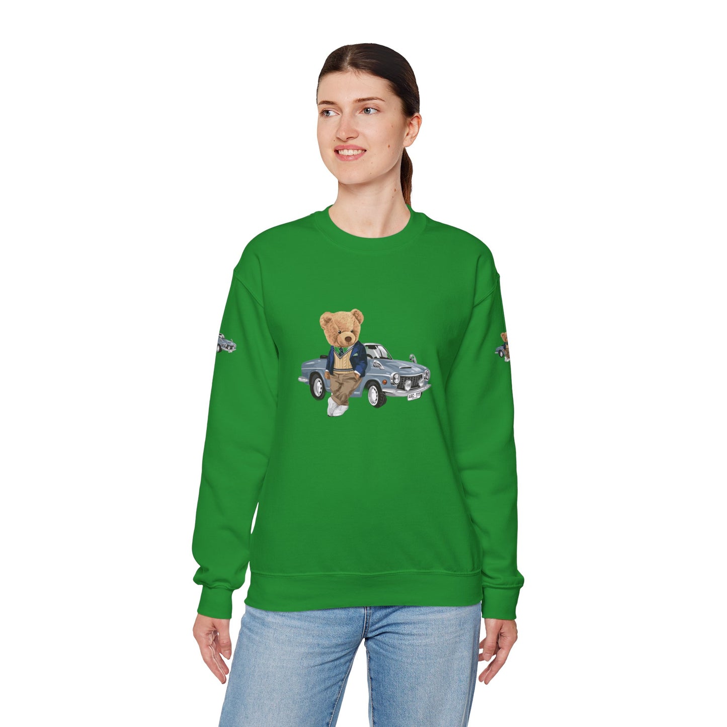 Princess Grace  Stylish Crewneck Sweatshirt with Bear and Car Design