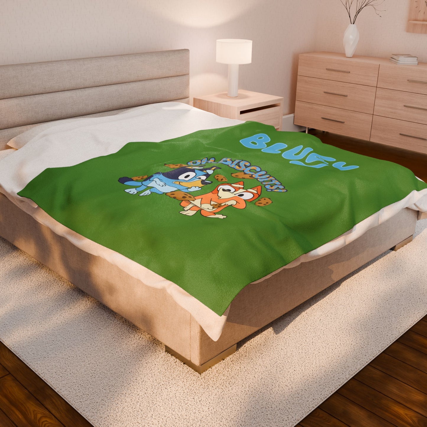 Princess Grace  Bluey Themed Velveteen Plush Blanket  Cozy & Fun for Kids