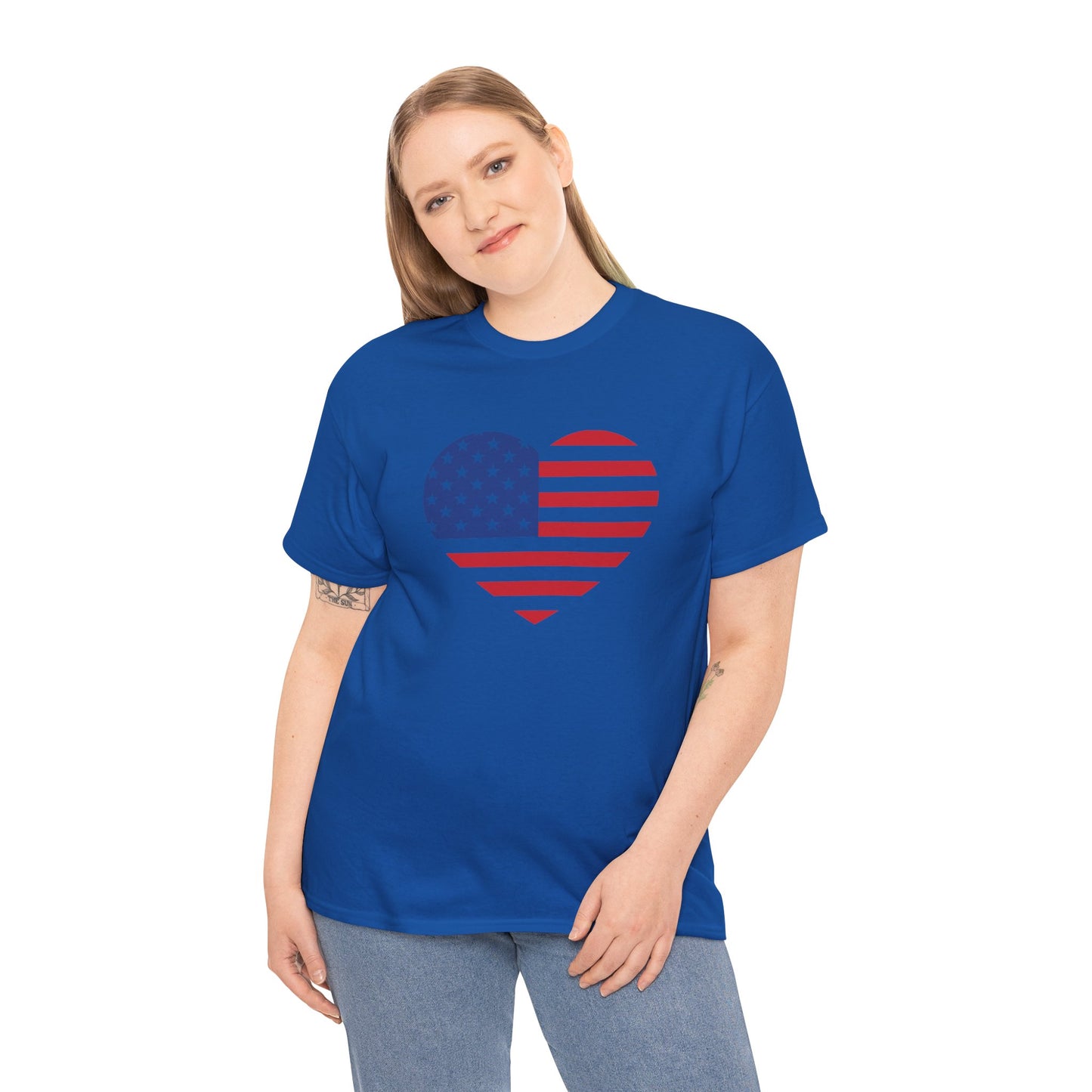 Princess Grace  Patriotic Heart Unisex Heavy Cotton Tee  Celebrate Freedom in Style