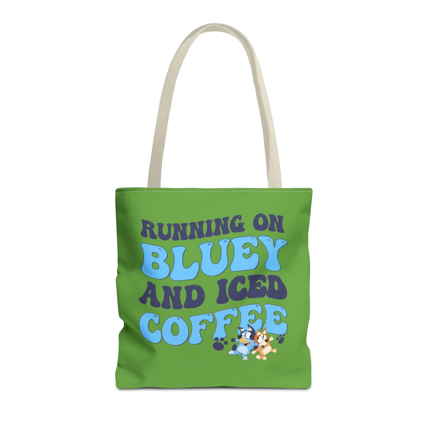 Princess Grace  Bluey Coffee Lover Tote Bag Running on Bluey and Iced Coffee