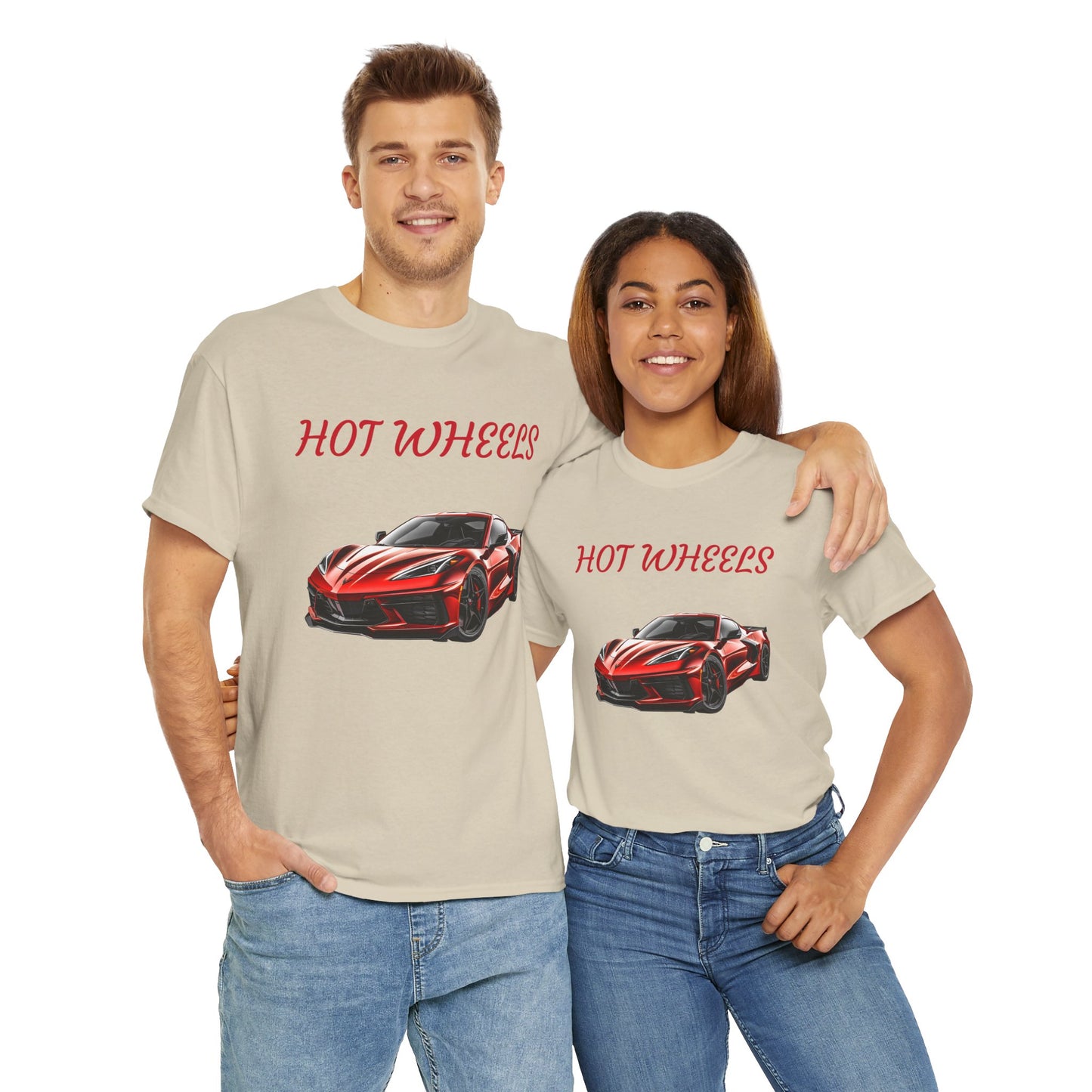 Princess Grace Red Corvette Unisex Heavy Cotton Tee Hot Wheels Racing Graphic Tee for Car Enthusiasts