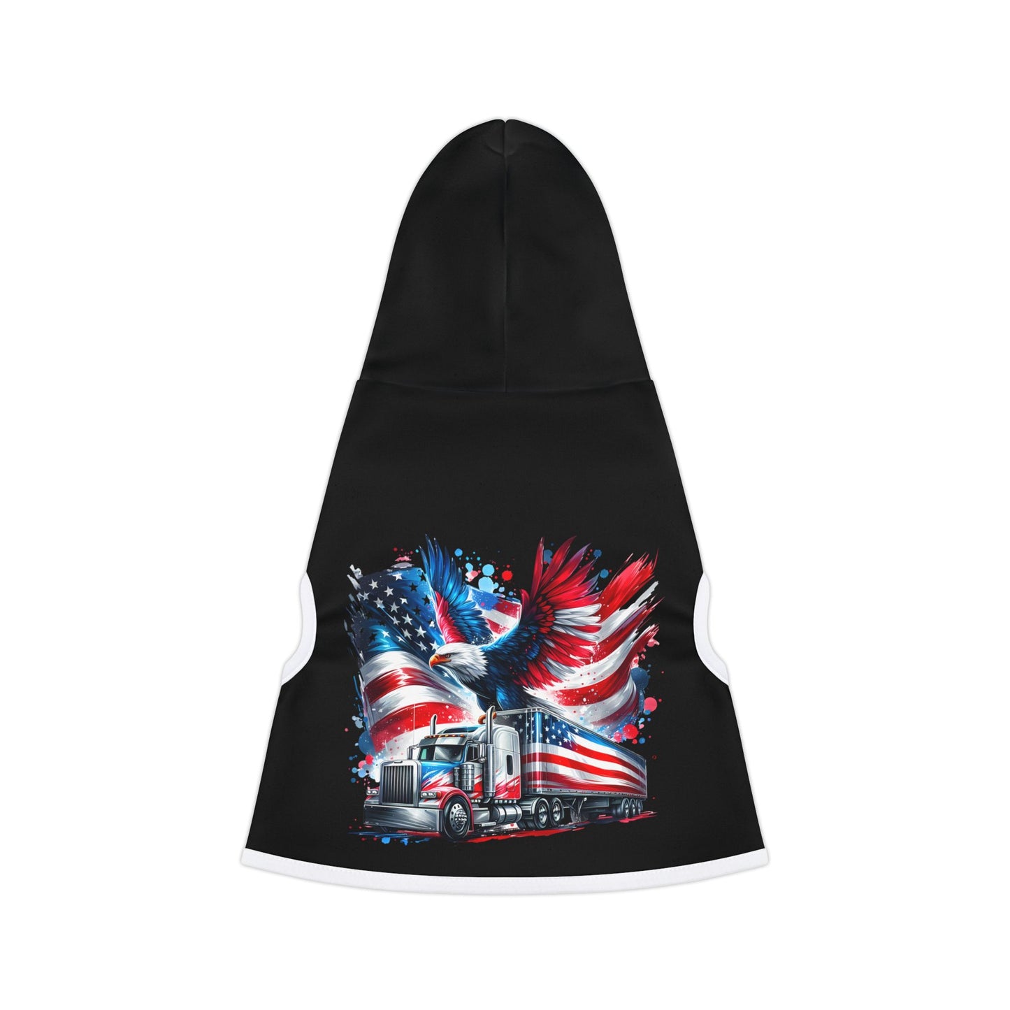 Princess Grace Patriotic Pet Hoodie with American Eagle and Truck Design