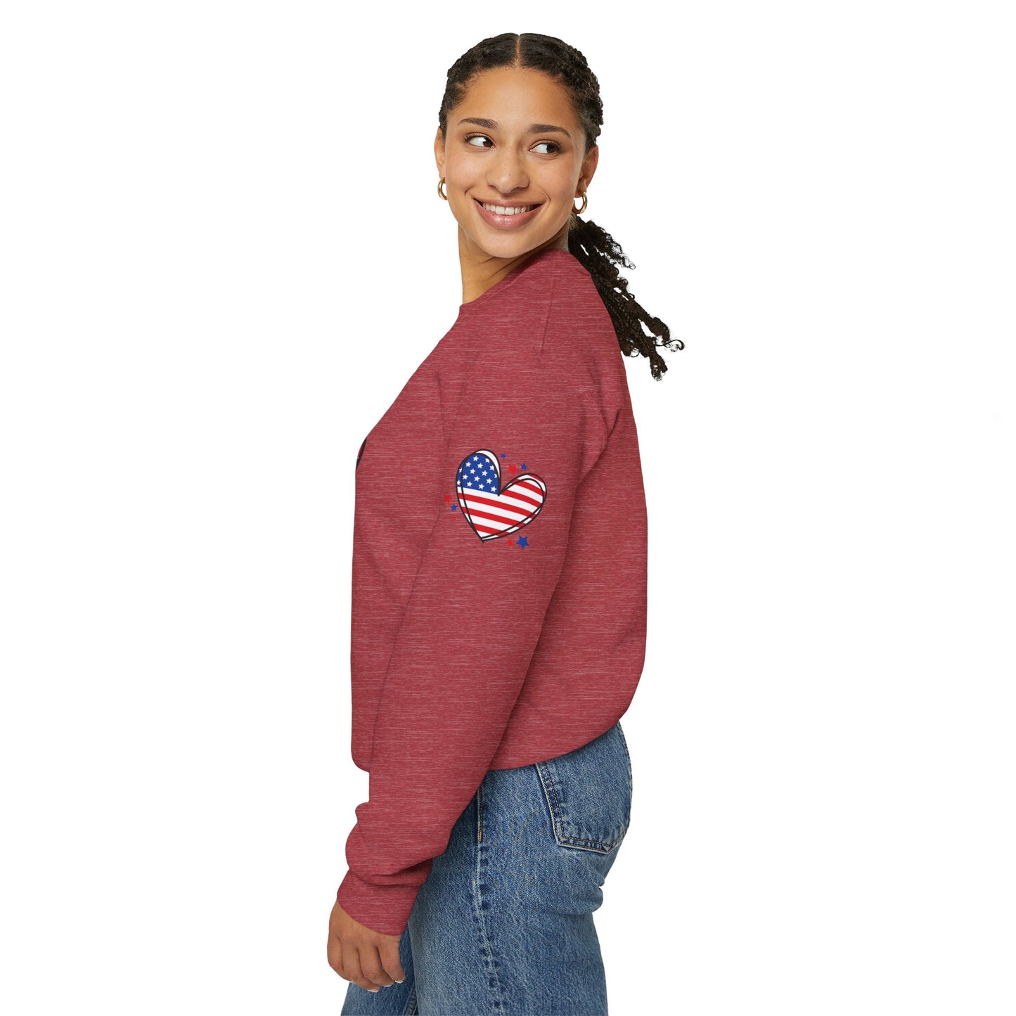 Princess Grace  Patriotic Heart Crewneck Sweatshirt