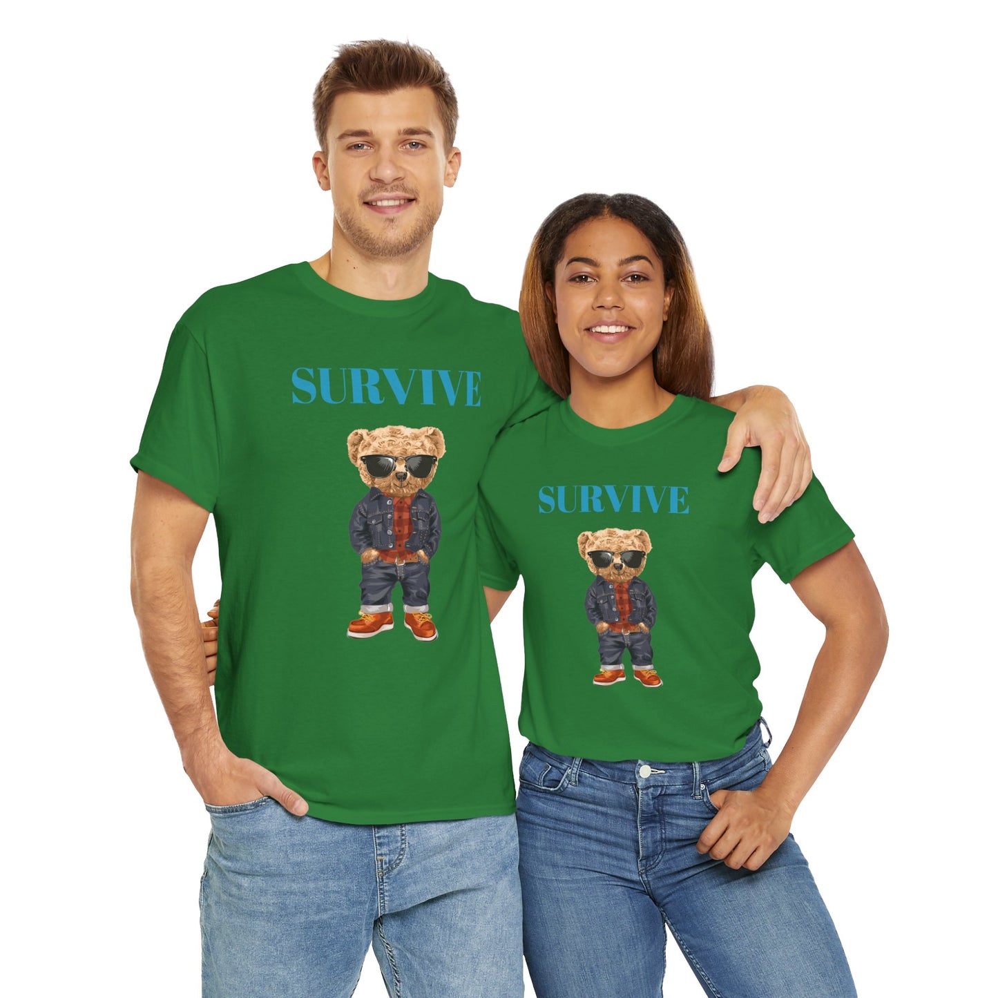 Princess Grace  Cool Bear Graphic Tee 'SURVIVE' Unisex Heavy Cotton Shirt