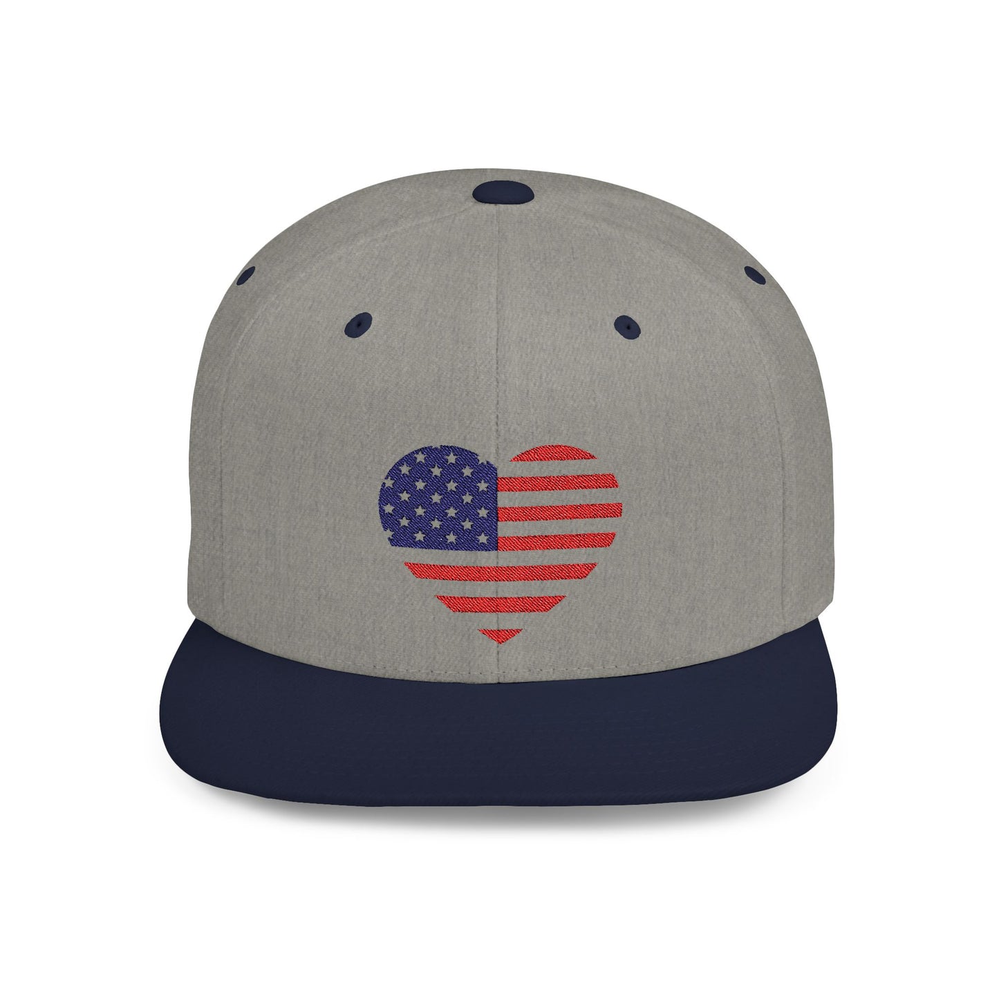 Princess Grace Patriotic Heart Flat Bill Snapback Cap