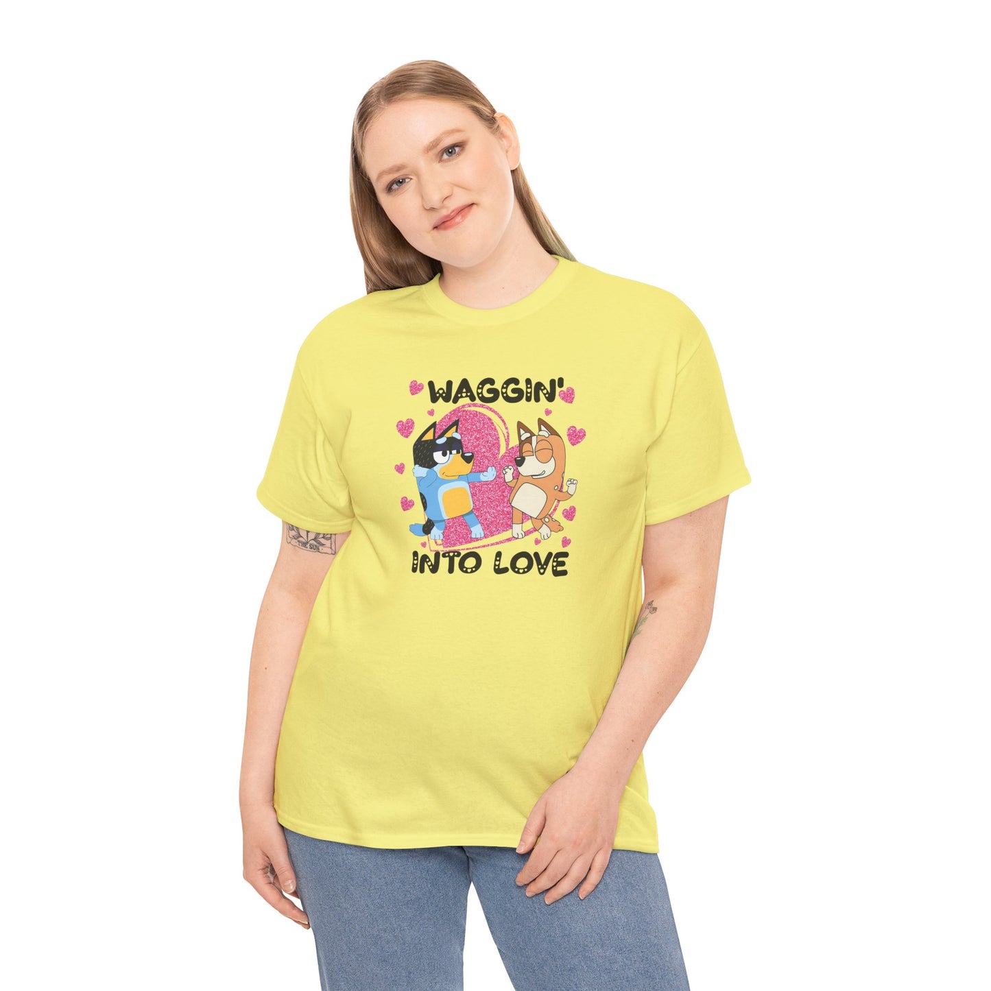 Princess Grace  Bluey  Waggin' Into Love Unisex Heavy Cotton Tee  Cute Pet Themed Shirt for Animal Lovers