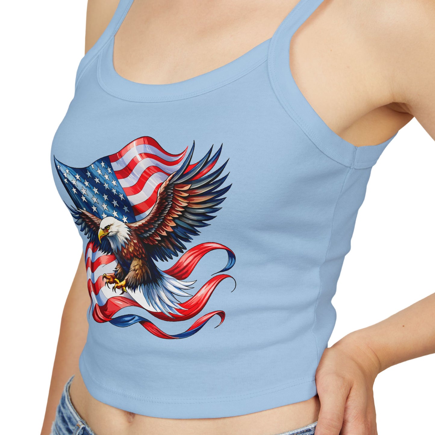 Princess Grace  Patriotic Women's Spaghetti Strap Tank Top USA Eagle Design