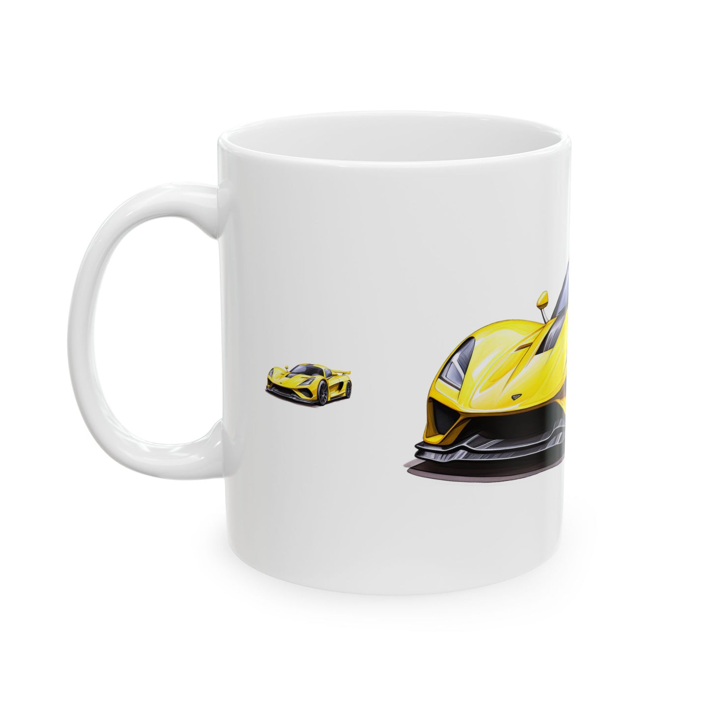 Princess Grace  Sporty Yellow Car Ceramic Mug  Perfect Gift for Car Enthusiasts