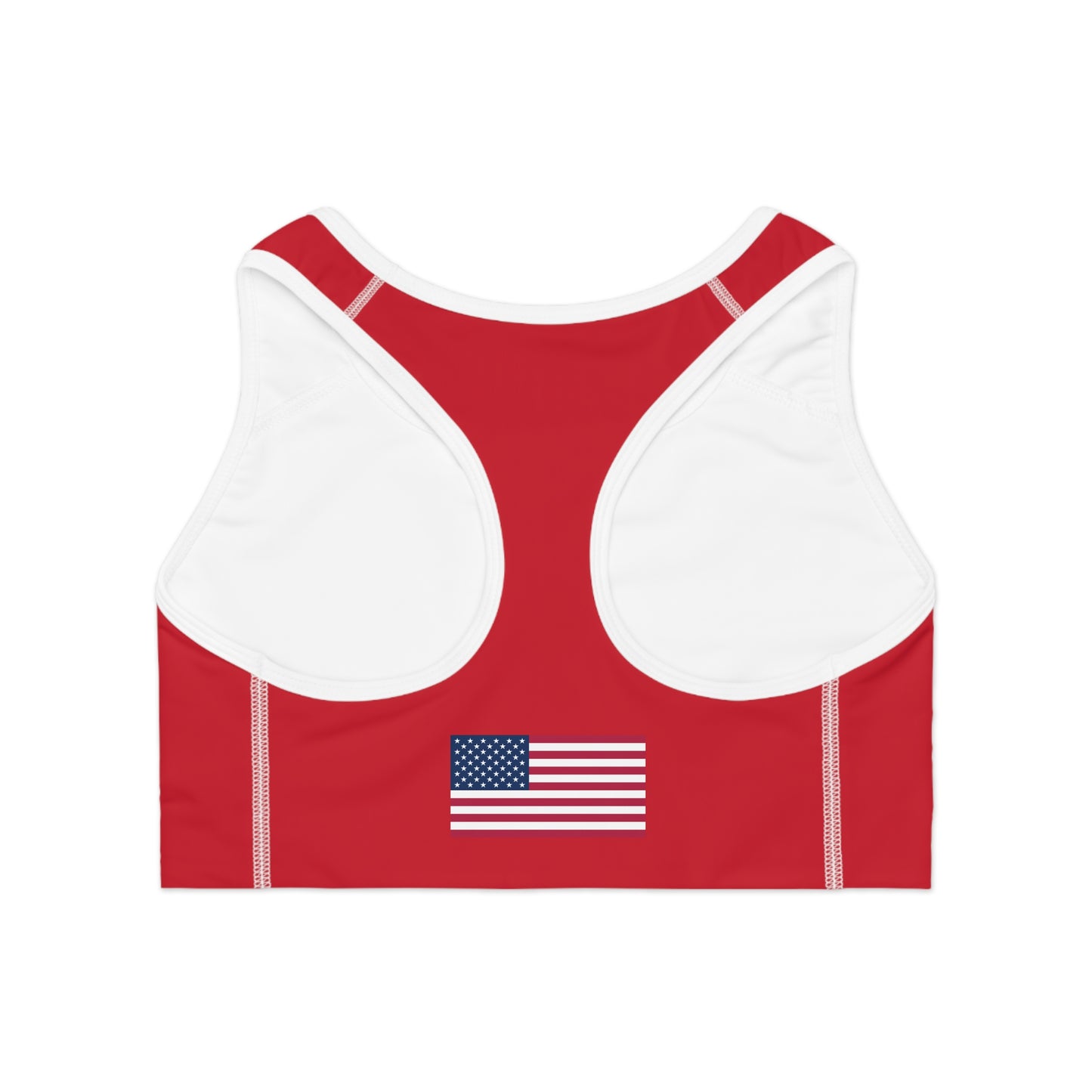 Princess Grace  Patriotic Sports Bra  Red with USA Flag Design for Activewear