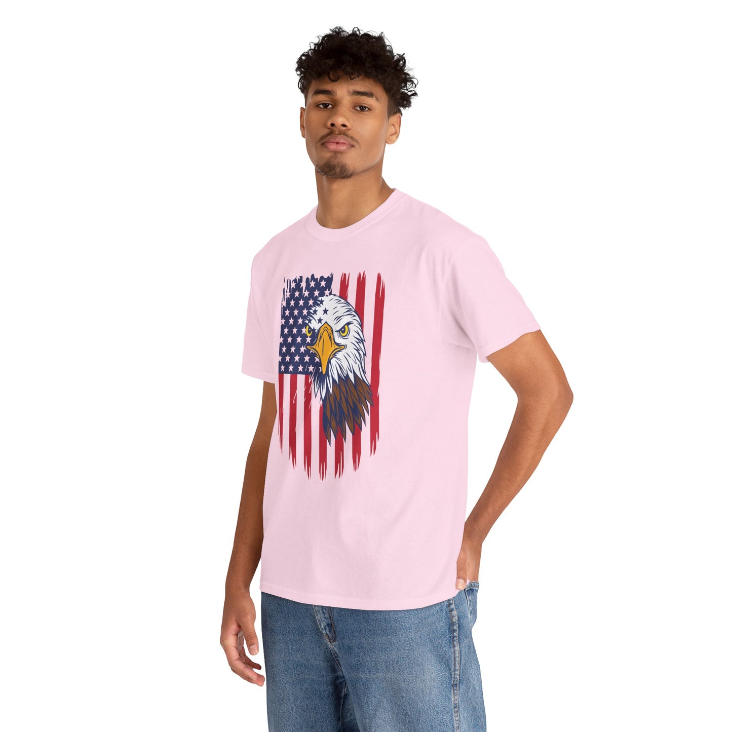 Princess Grace  Eagle & American Flag Unisex Heavy Cotton Tee   Patriotic Apparel for All Occasions