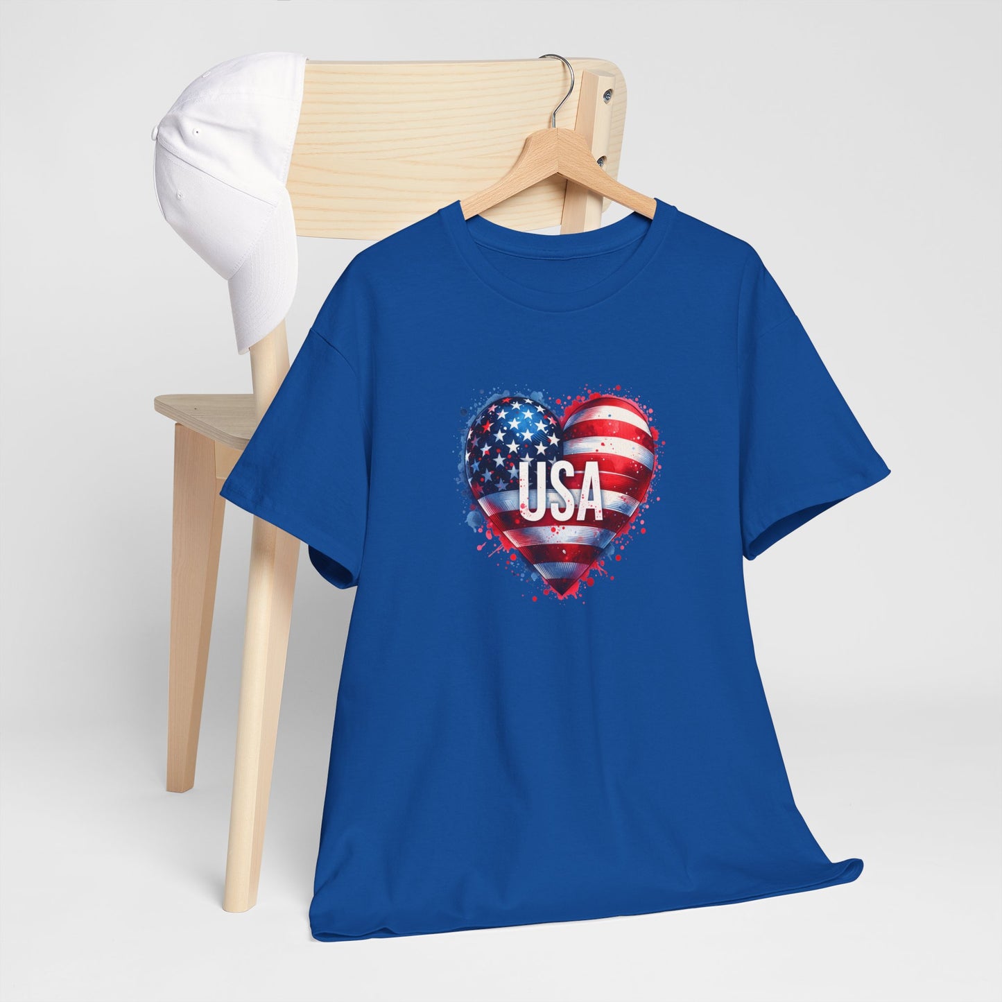 Princess Grace  Patriotic Heart Unisex Cotton Tee  USA Freedom Shirt