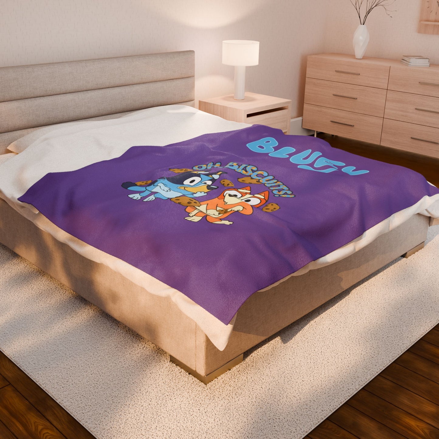Princess Grace  Bluey Oh Biscuits Velveteen Plush Blanket for Kids