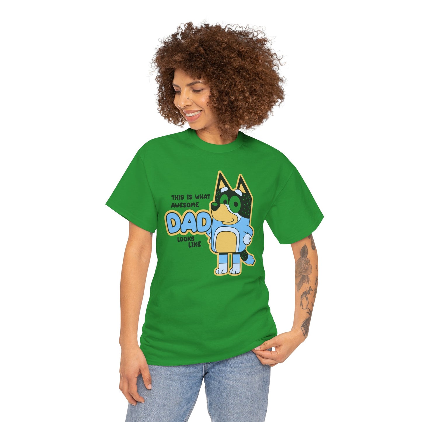 Princess Grace  Bluey  Awesome Dad Unisex Heavy Cotton Tee  Funny Gift for Father's Day