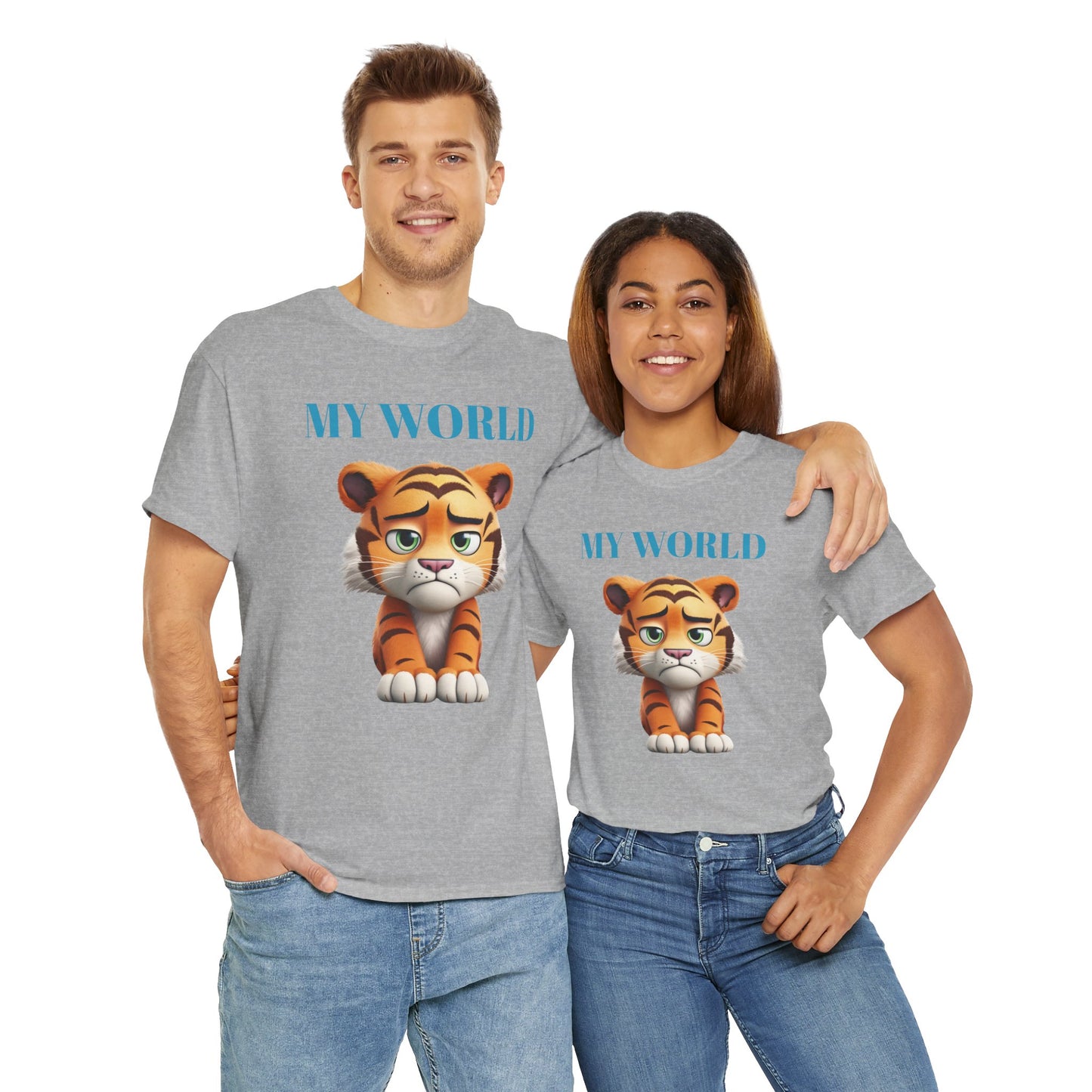 Princess Grace  My World Tiger Unisex Heavy Cotton Tee Cute Animal T-Shirt for Kids & Adults