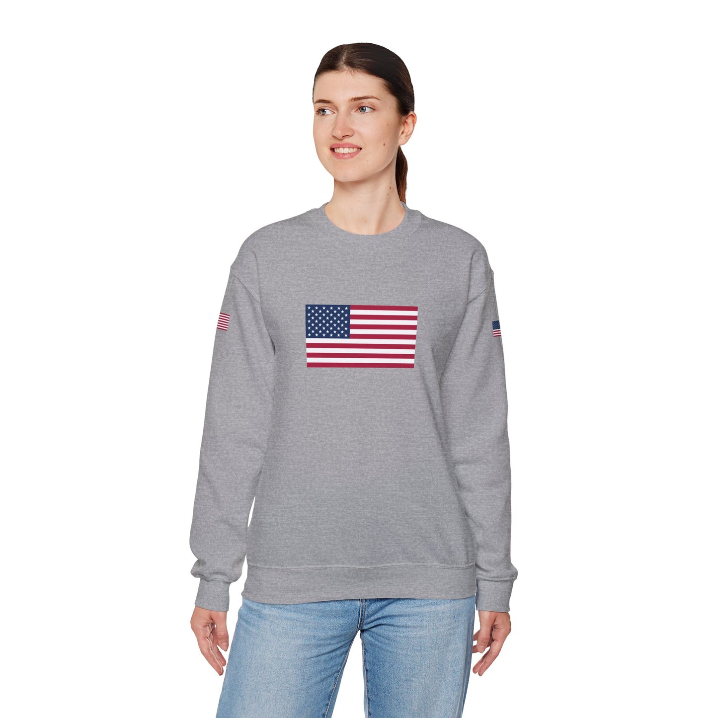 Princess Grace  TAEM USA  Patriotic Unisex Crewneck Sweatshirt with American Flags