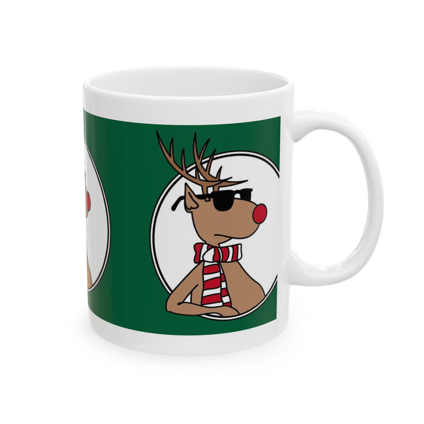Princess Grace Cool Reindeer Ceramic Mug  Perfect for Holiday Cheer & Gift Giving