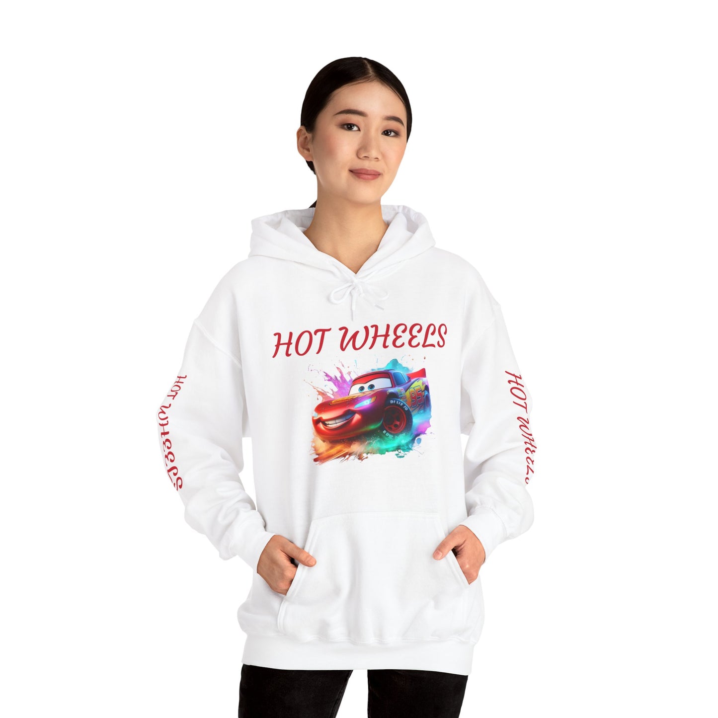 Princess Grace  Hot Wheels Unisex Heavy Blend Hooded Sweatshirt Fun and Colorful Racing Design