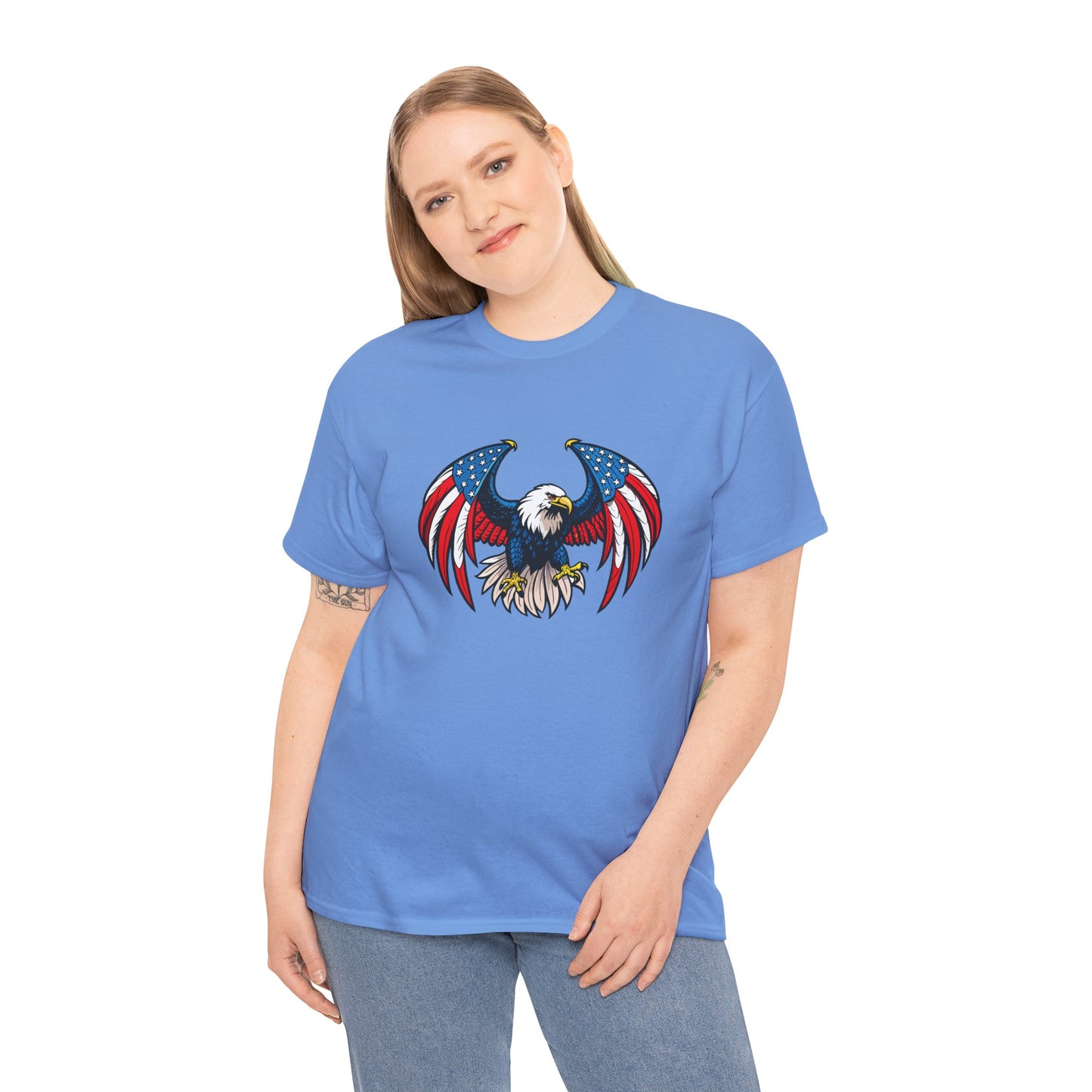 Princess Grace  Patriotic Eagle Unisex Heavy Cotton Tee 4th of July Graphic T-Shirt