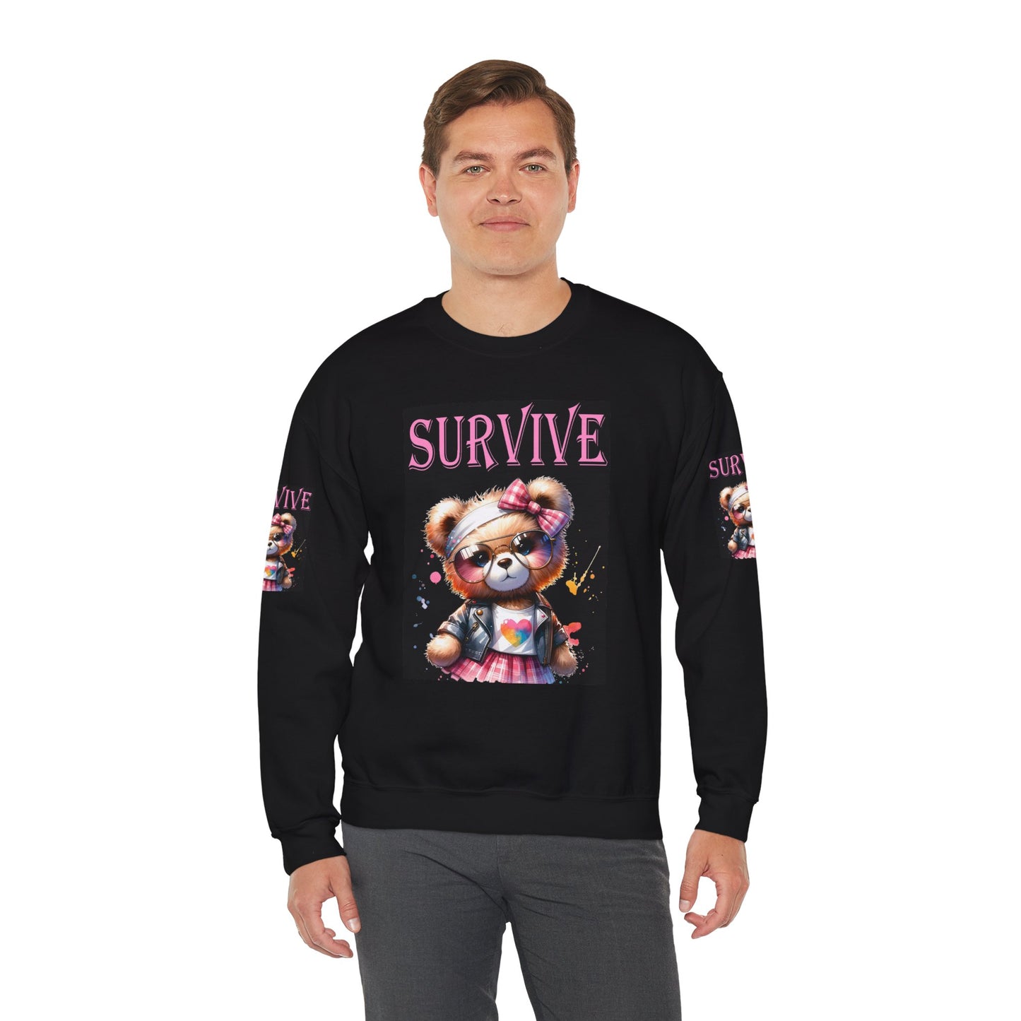 Princess Grace Survive Teddy Bear Sweatshirt - Unisex Heavy Blend Crewneck