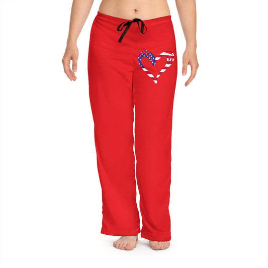 Princess Grace  Red Heart Print  Pajama Pants  Comfortable loungewear for cozy nights