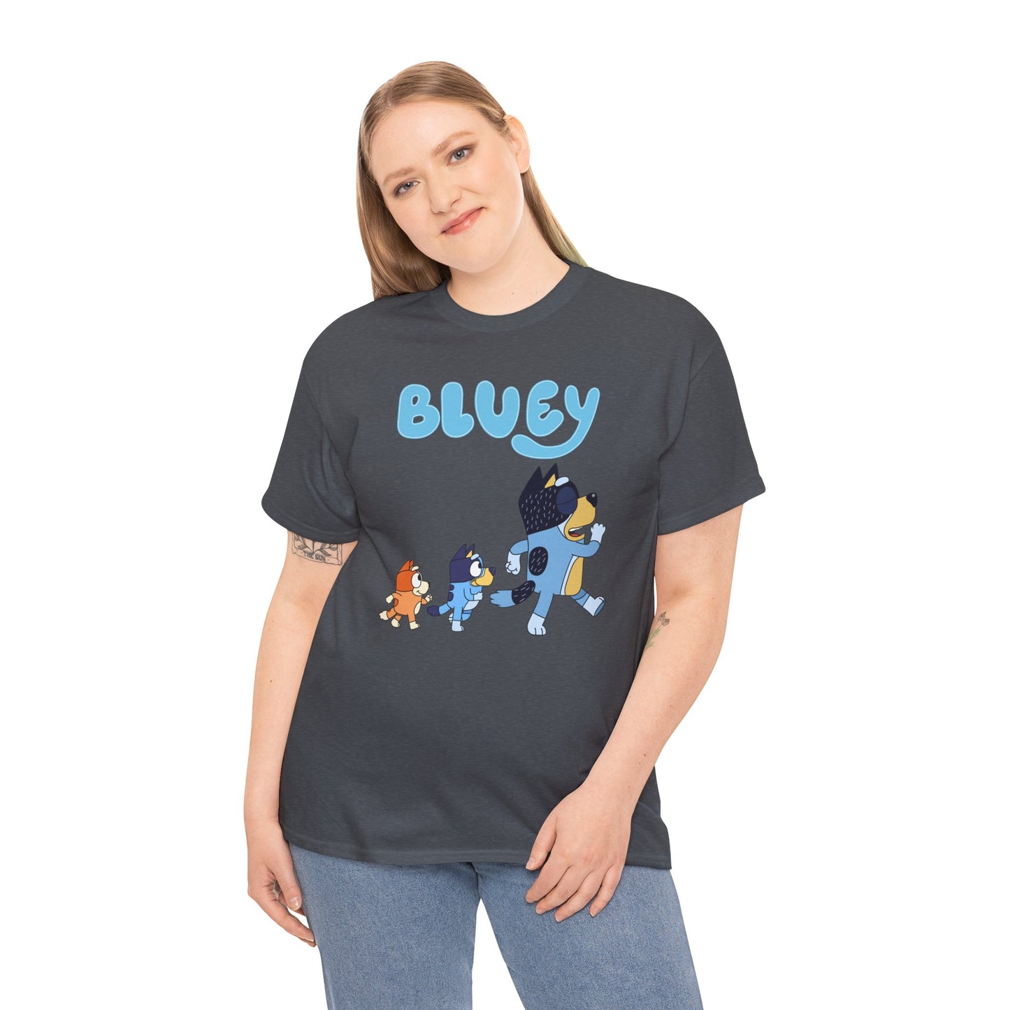 Princess Grace  Bluey Unisex Heavy Cotton Tee  Cute Cartoon T-Shirt for Kids and Adults
