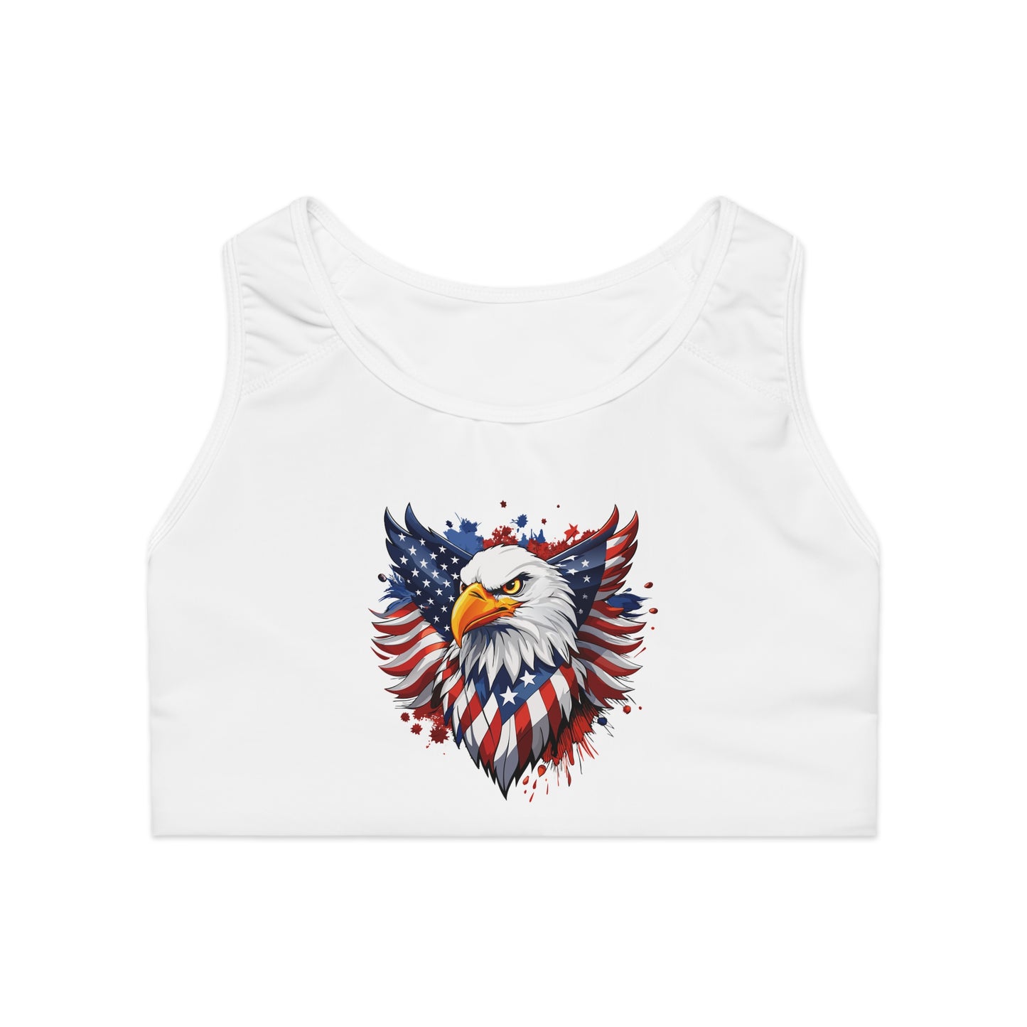 Princess Grace  Patriotic Eagle Sports Bra  Women's Activewear for Independence Day & Fitness