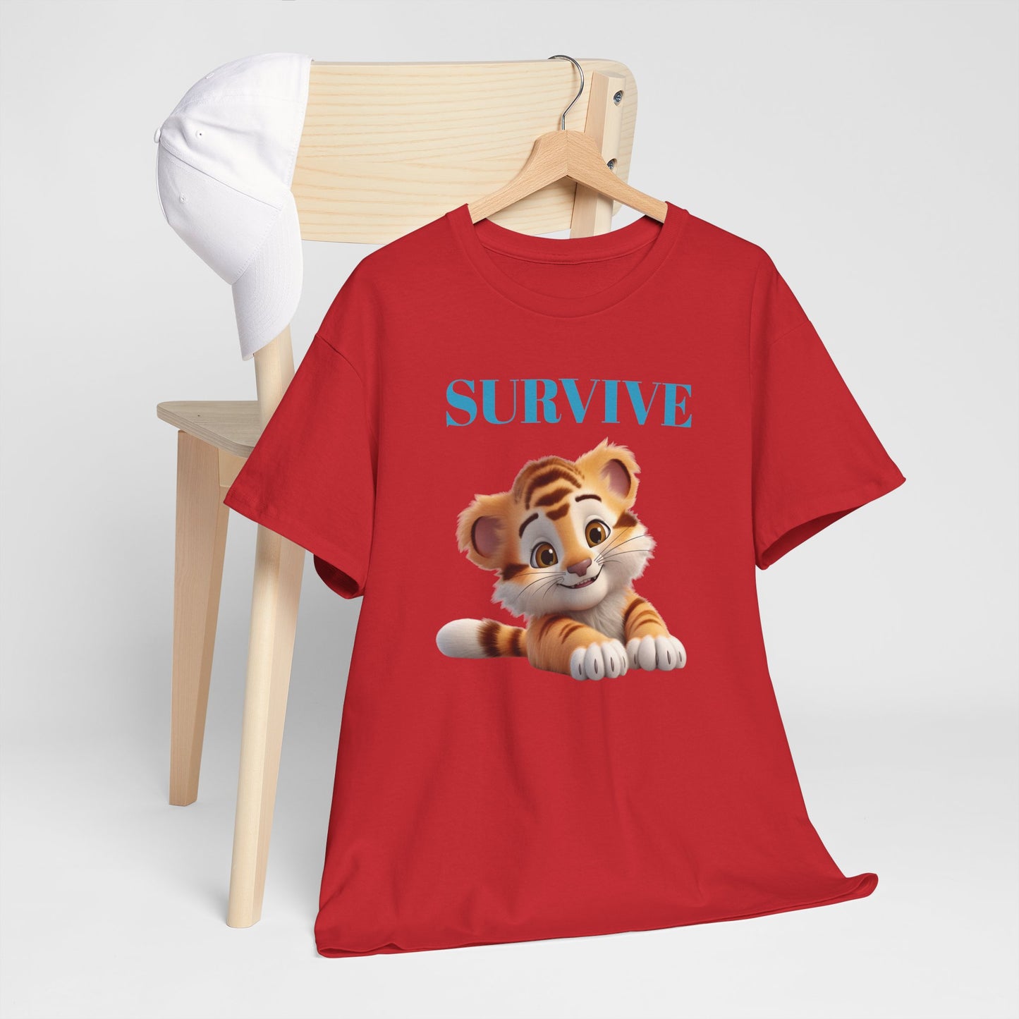 Princess Grace  Survive Tiger Unisex Heavy Cotton Tee Cute Animal Graphic