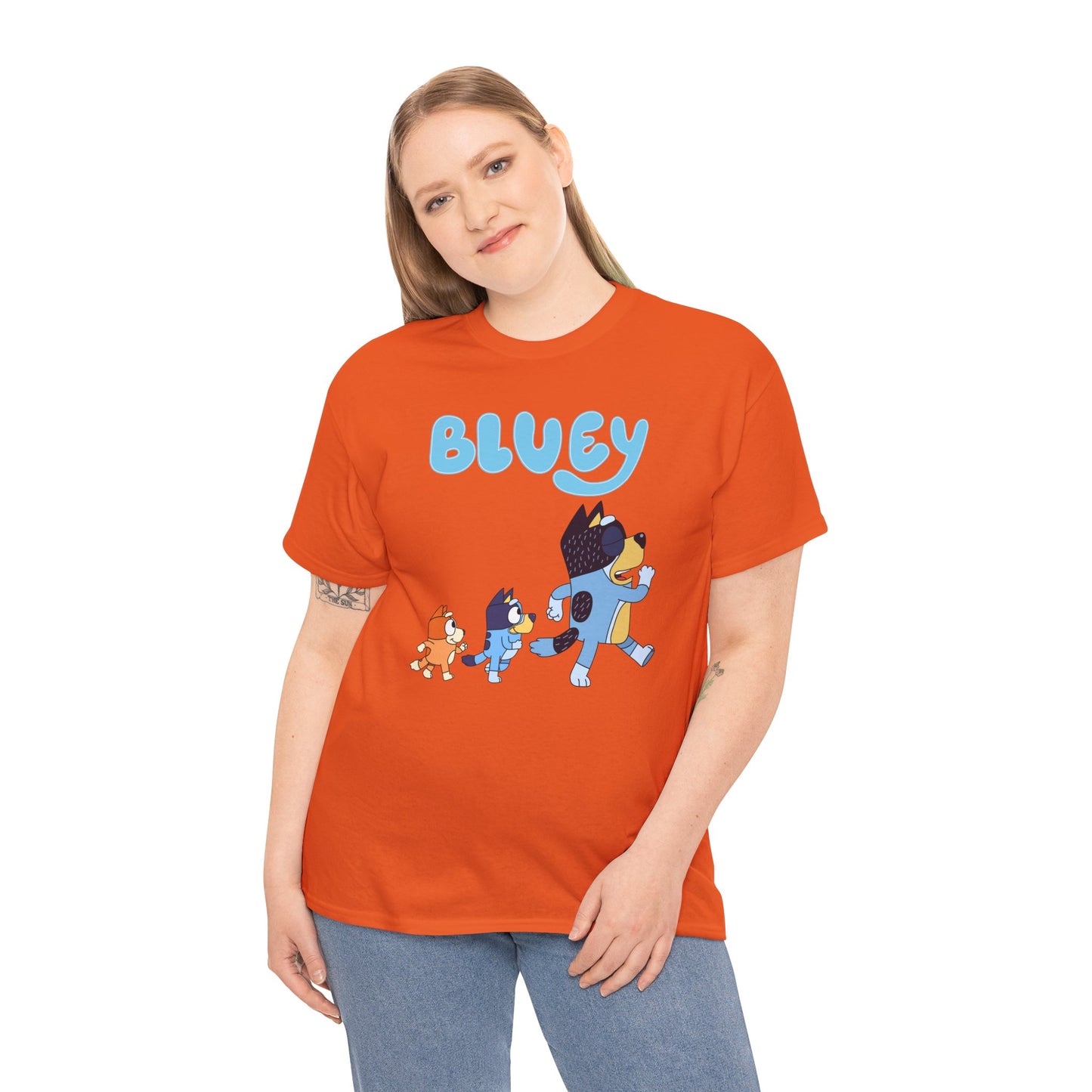 Princess Grace  Bluey Unisex Heavy Cotton Tee  Cute Cartoon T-Shirt for Kids and Adults