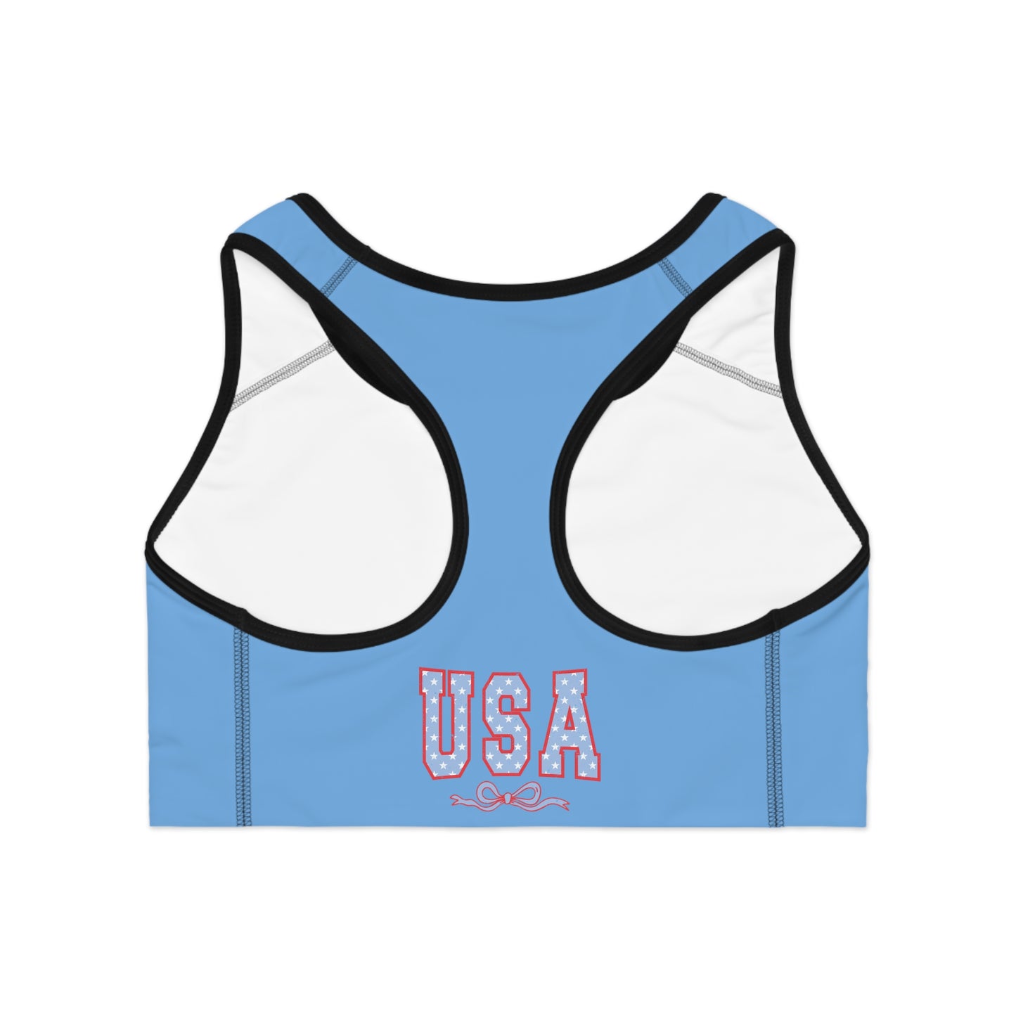 Princess Grace  USA Stars & Stripes Sports Bra  Perfect for Active Wear and Patriotic Events