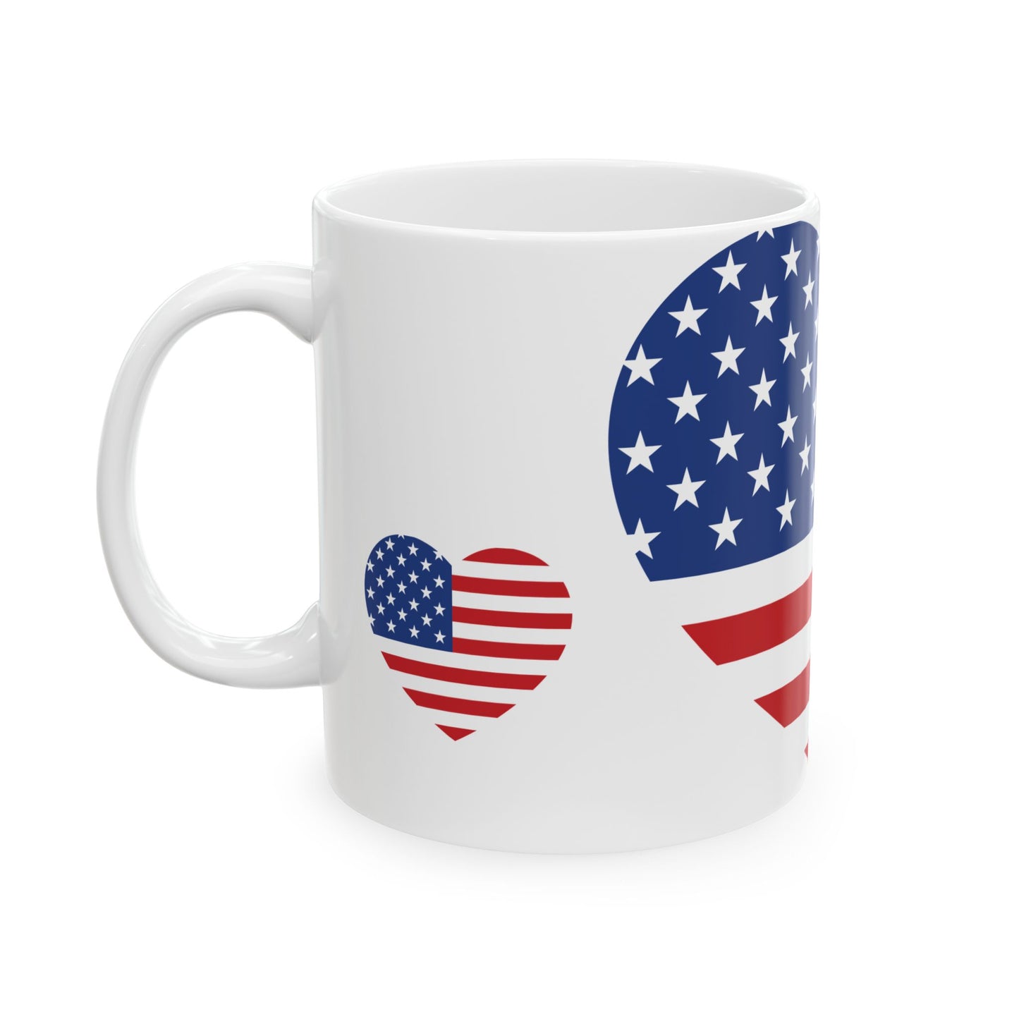 Princess Grace  Patriotic Heart Ceramic Mug  American Flag Design  11oz & 15oz