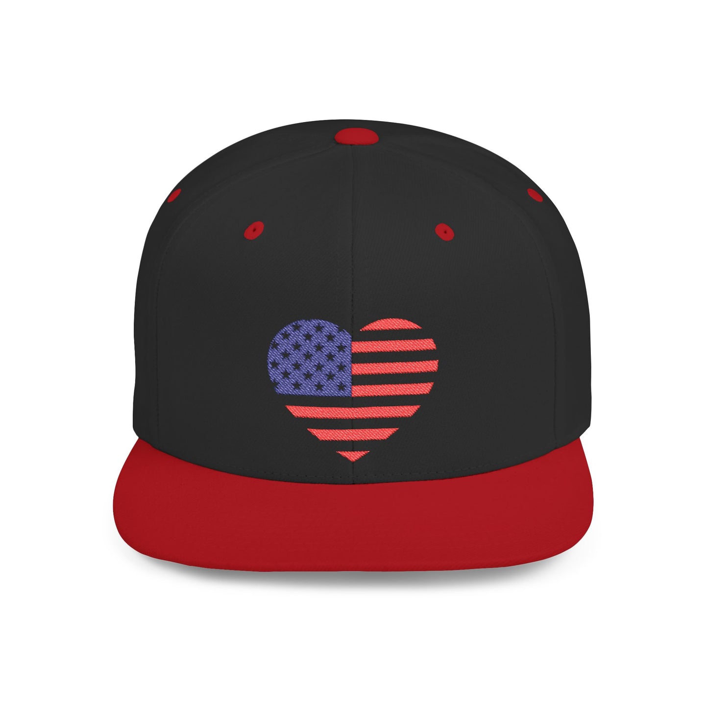 Princess Grace Patriotic Heart Flat Bill Snapback Cap