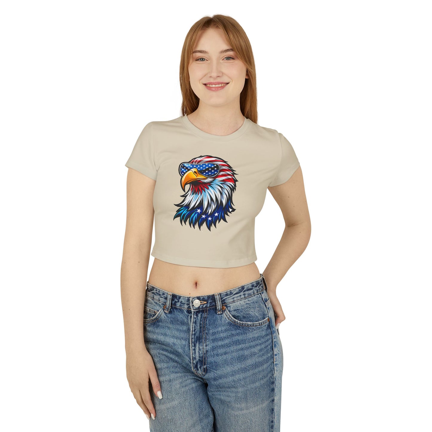 Princess Grace  Patriotic Eagle Women's Baby Tee USA Flag Design