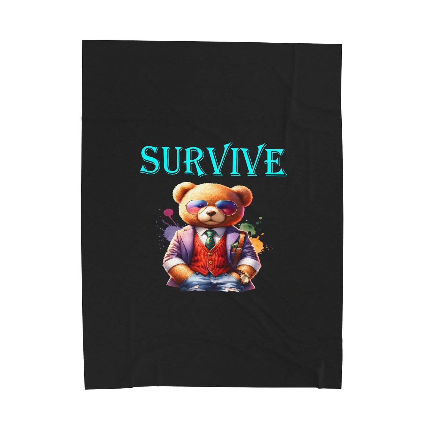 Princess Grace  Survive Bear Plush Blanket  Cozy Velveteen Throw for Comfort & Style