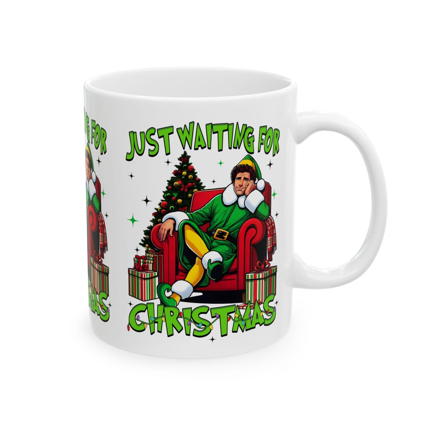 Princess Grace Funny Christmas Ceramic Mug   'Just Waiting for Christmas'