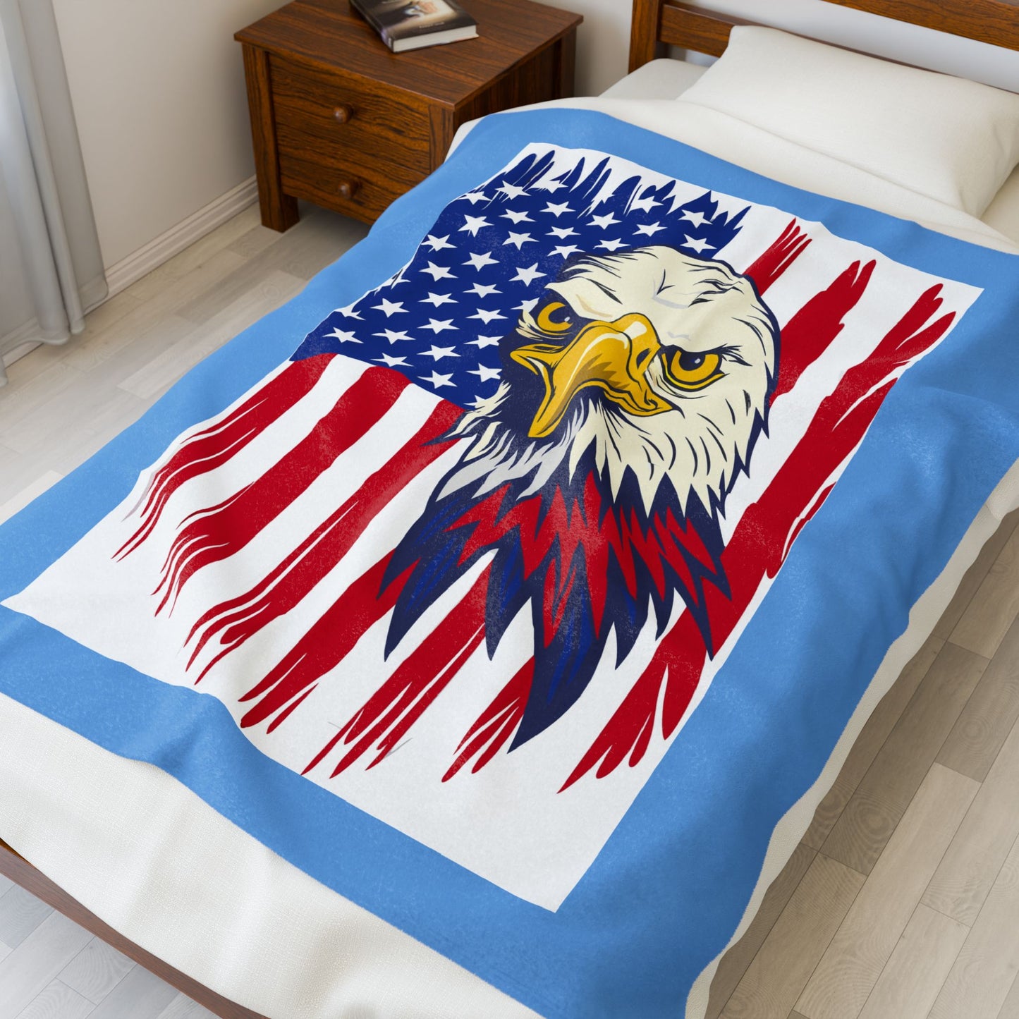 Princess Grace  Patriotic Velveteen Plush Blanket with Eagle Design