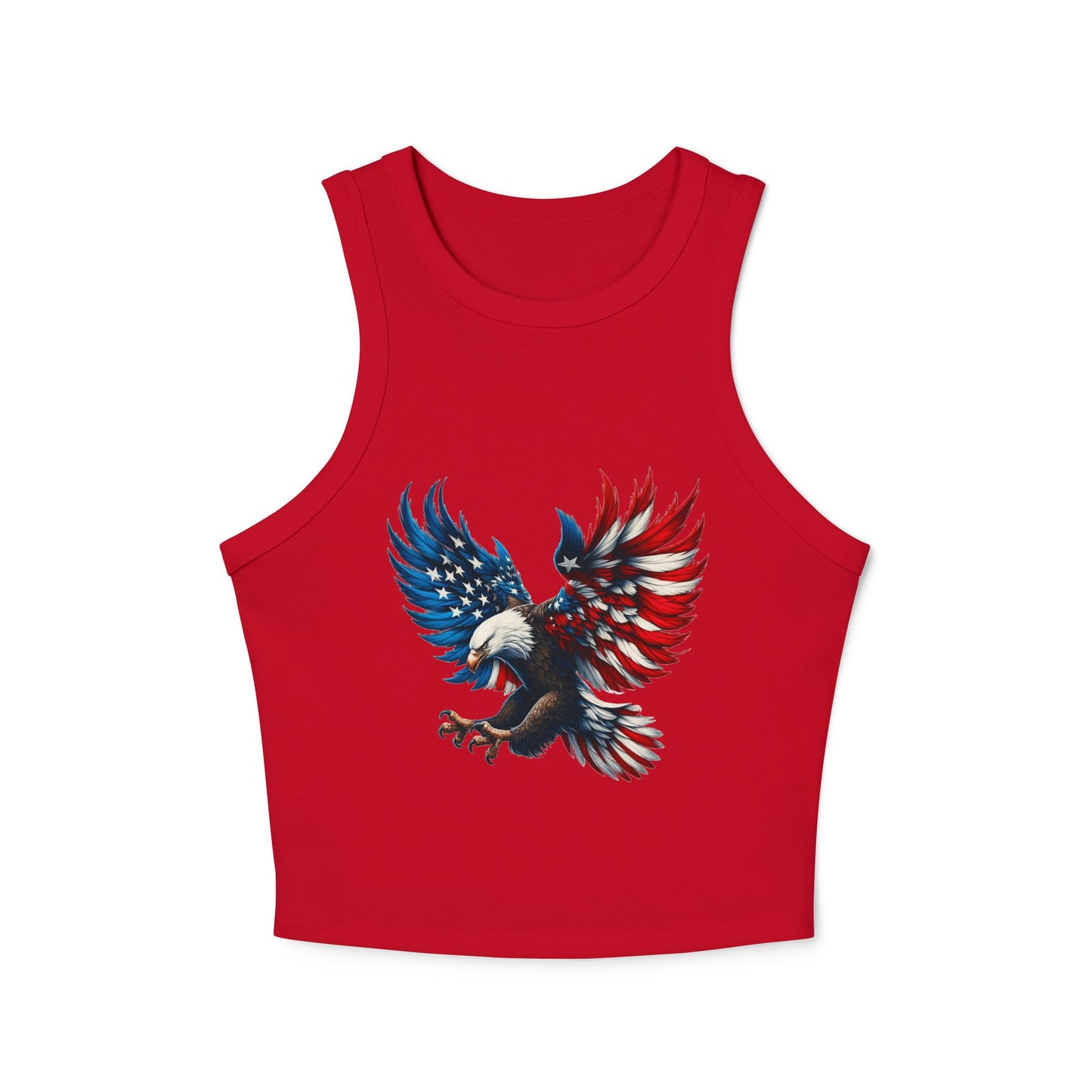 Princess Grace  Patriotic Eagle Women's Micro Rib Racer Tank Top USA Design