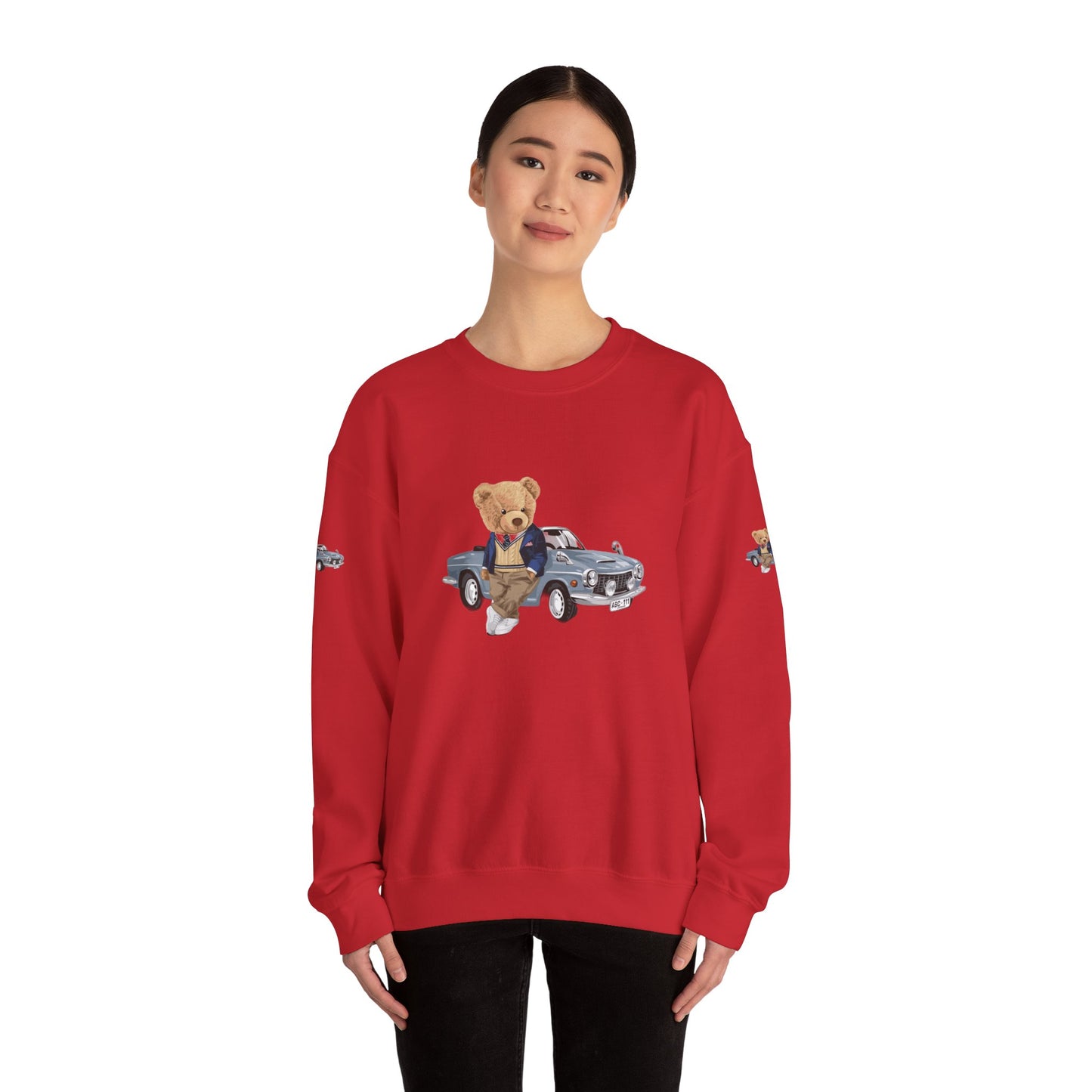 Princess Grace  Stylish Crewneck Sweatshirt with Bear and Car Design