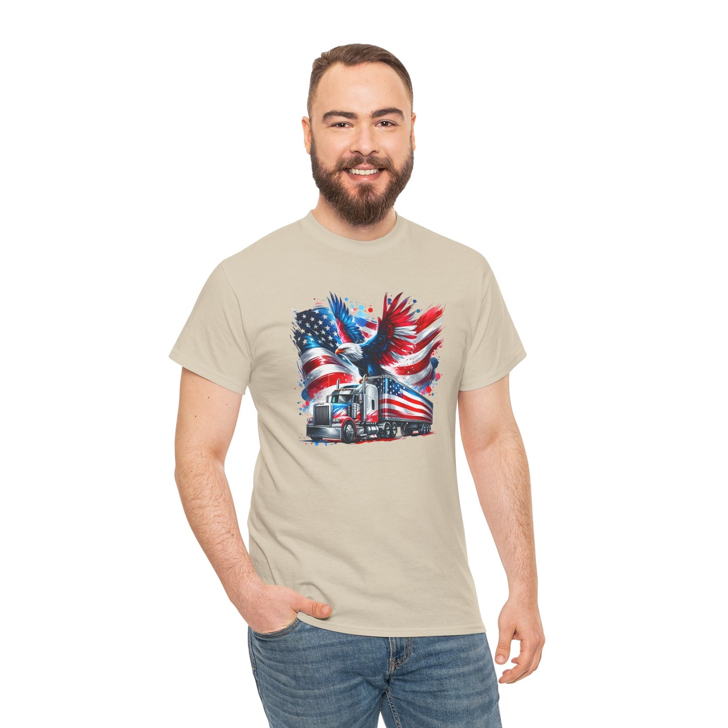 Princess Grace  Patriotic Eagle Truck Unisex Heavy Cotton Tee