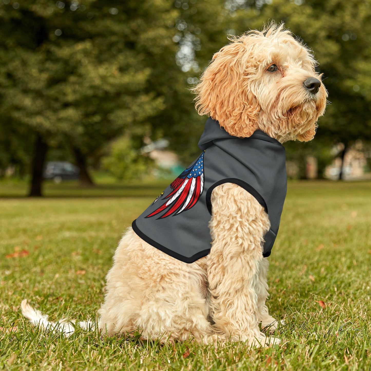 Princess Grace  Patriotic Eagle Pet Hoodie Stylish Dog Apparel for Holidays & Celebrations