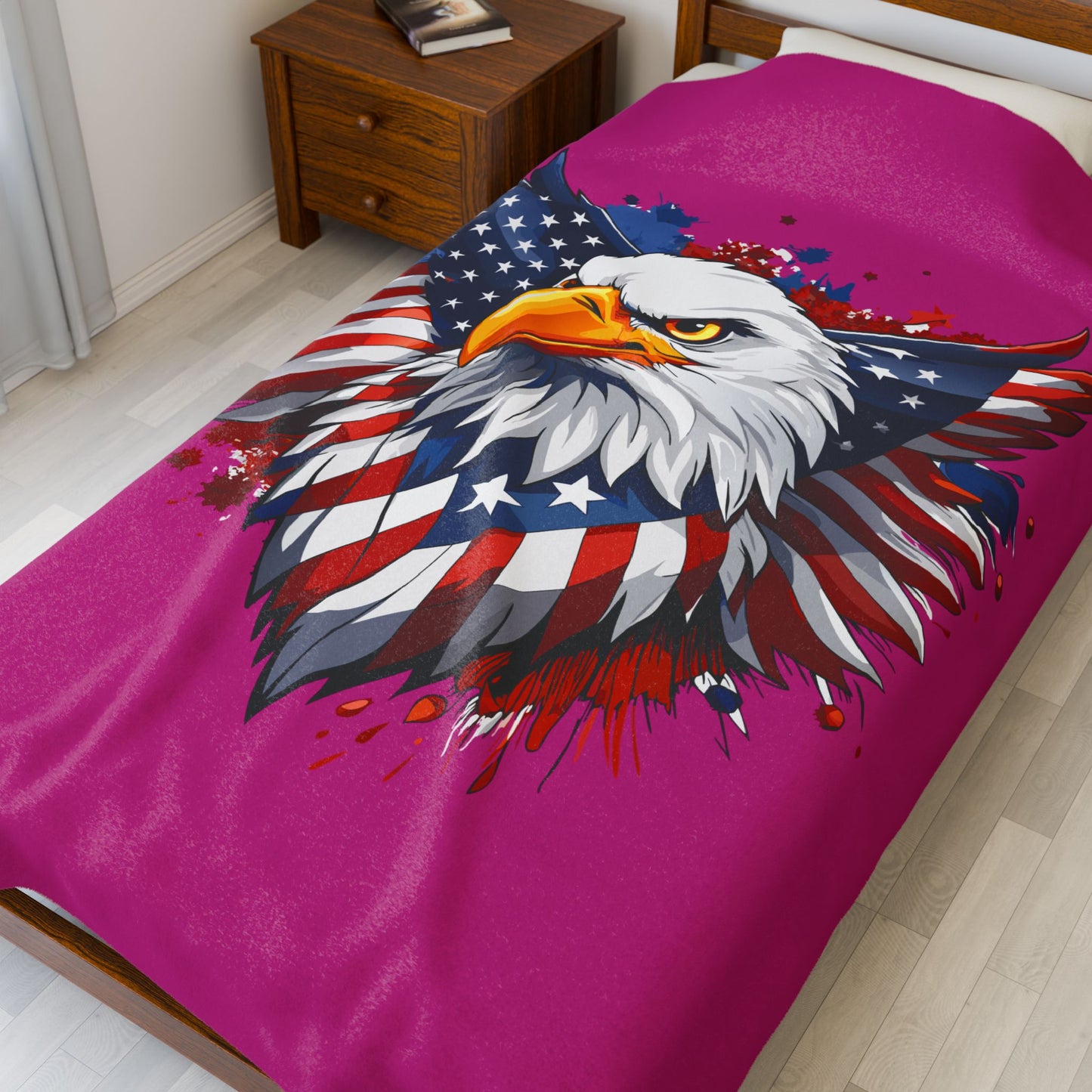 Princess Grace  Patriotic Eagle Velveteen Plush Blanket