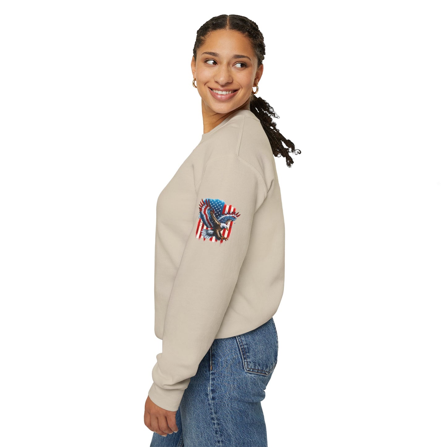 Princess Grace  Patriotic Eagle Crewneck Sweatshirt Unisex Heavy Blend