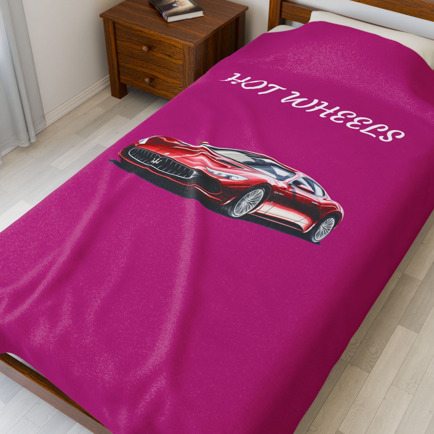 Princess Grace  Hot Wheels Velveteen Plush Blanket  Cozy Car Themed Throw for Kids and Car Enthusiasts