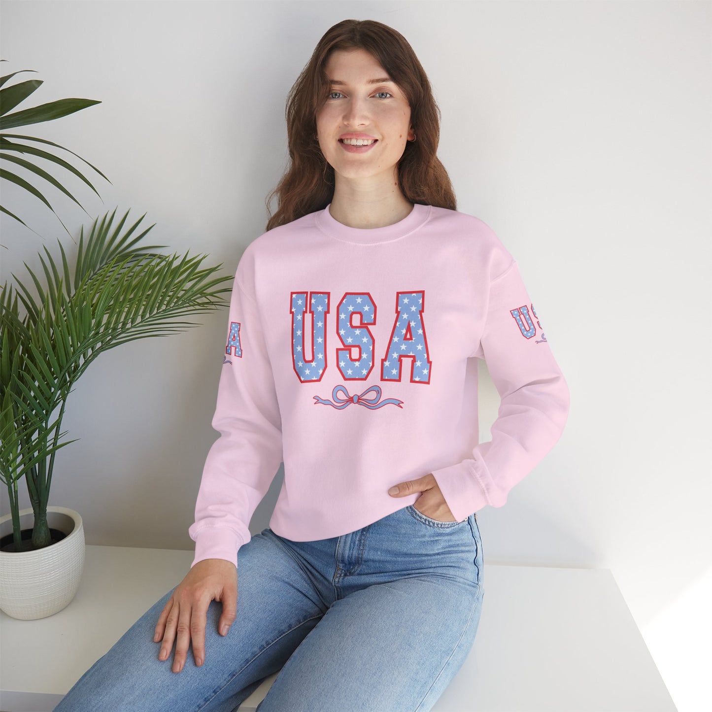 Princess Grace  USA Patriotic Crewneck Sweatshirt for All Seasons