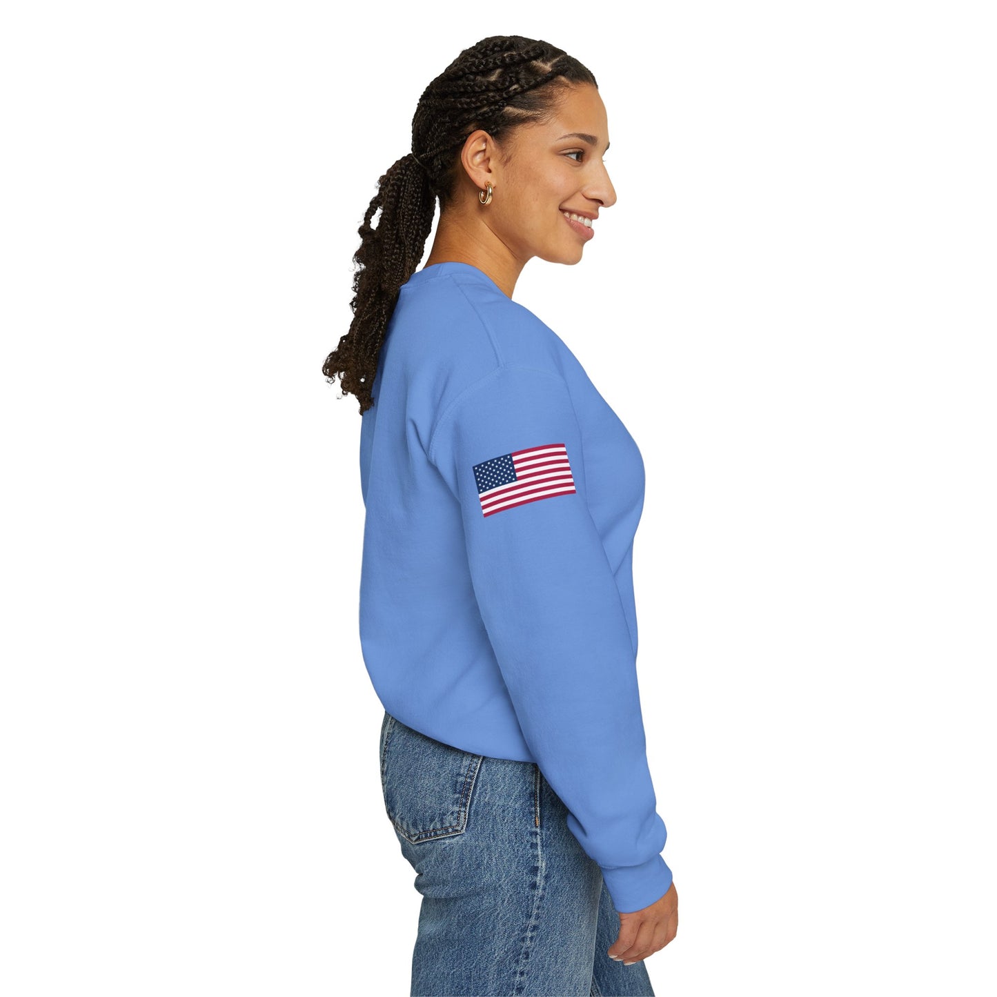 Princess Grace  Patriotic Unisex Crewneck Sweatshirt with American Flags